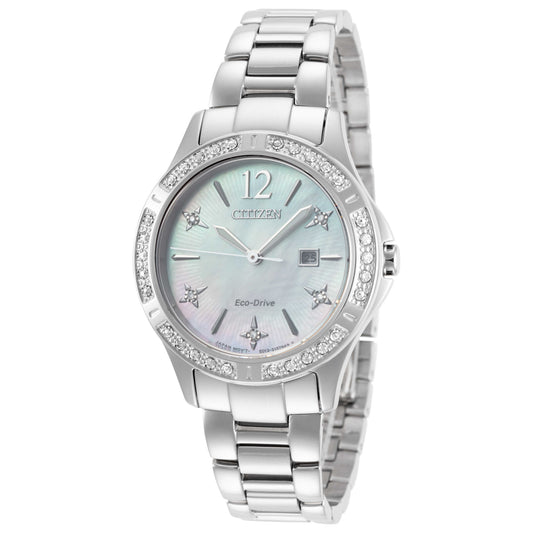 Front view of Citizen Elektra Women's Solar Powered Quartz Eco-Drive Watch EW2510-50D