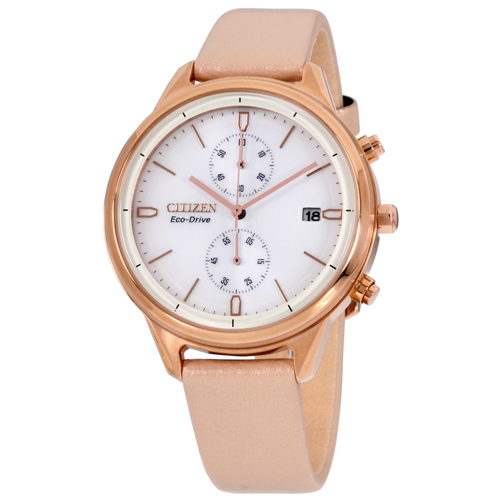 Front view of Citizen Chandler Women's Solar Powered Quartz Eco-Drive Watch FB2003-05A