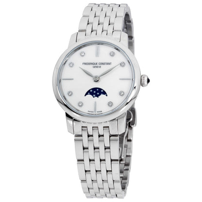 Front view of Frederique Constant Slimline Moonphase Women's Quartz Watch FC-206MPWD1S6B