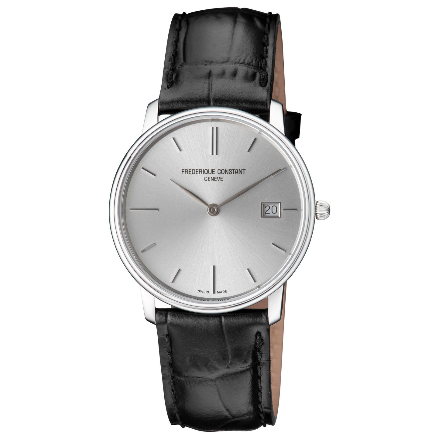 Front view of Frederique Constant Slimline Plain Index Men's Quartz Watch FC-220NS4S6