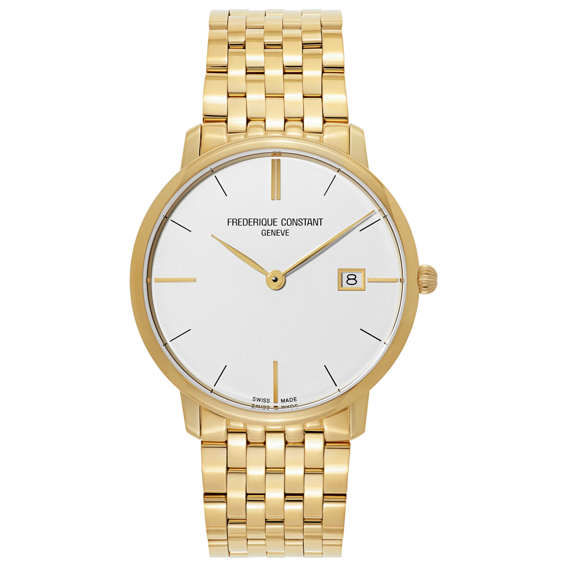 Front view of Frederique Constant Slimline Men's Swiss Quartz (Battery-Powered) Watch FC-220V5S5B