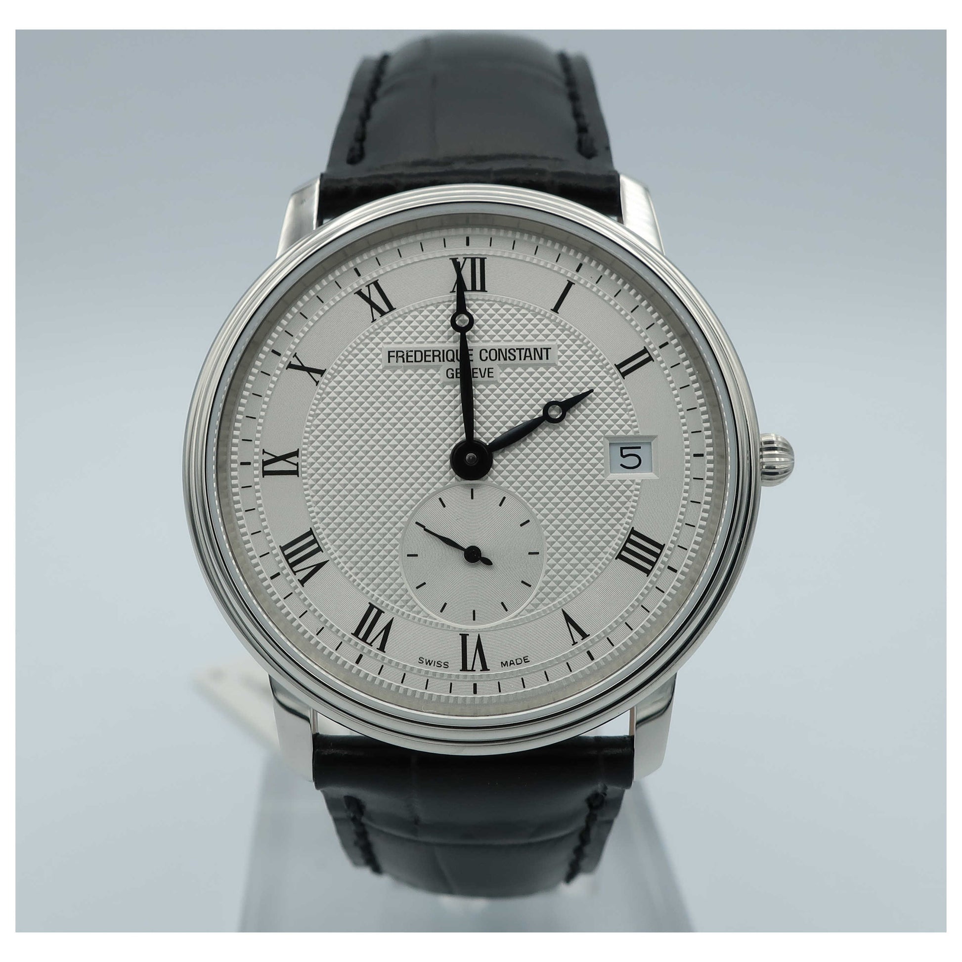 Front view of Frederique Constant Slimline Men's Swiss Quartz (Battery-Powered) Watch FC-245M4S6-SD