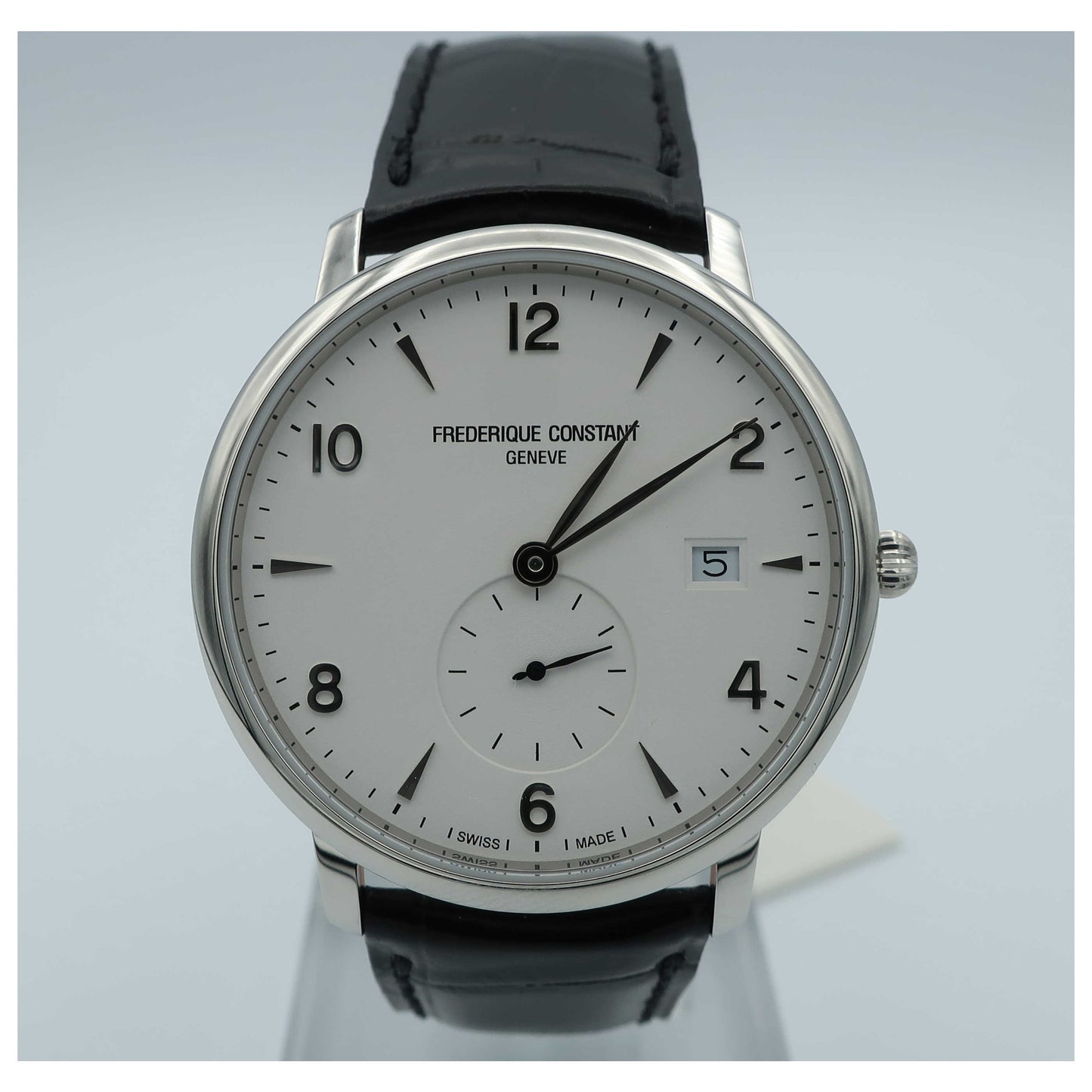 Front view of Frederique Constant Slimline Men's Swiss Quartz (Battery-Powered) Watch FC-245SA5S6-SD