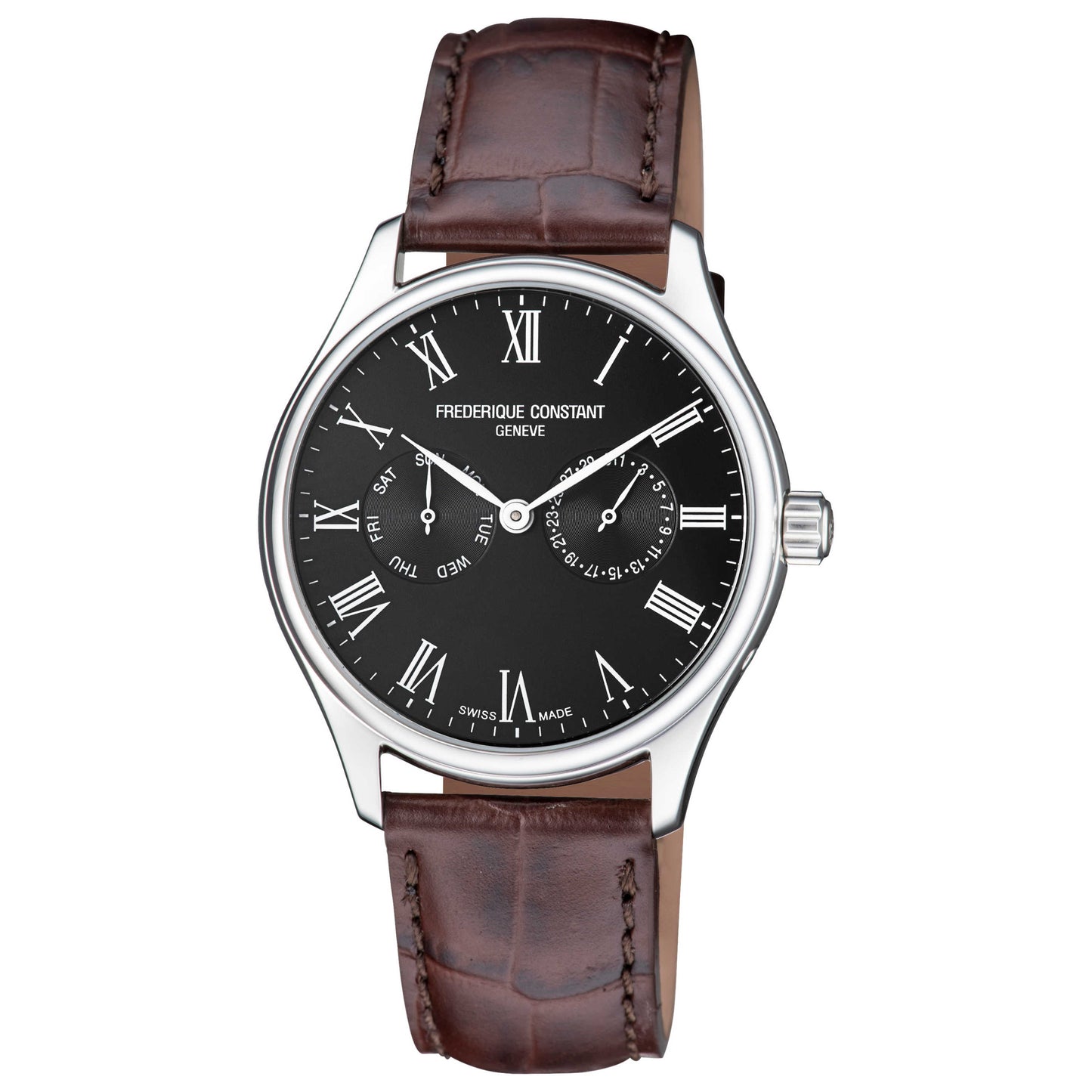 Front view of Frederique Constant Classics Date and Day Men's Quartz Watch FC-259BR5B6-DBR