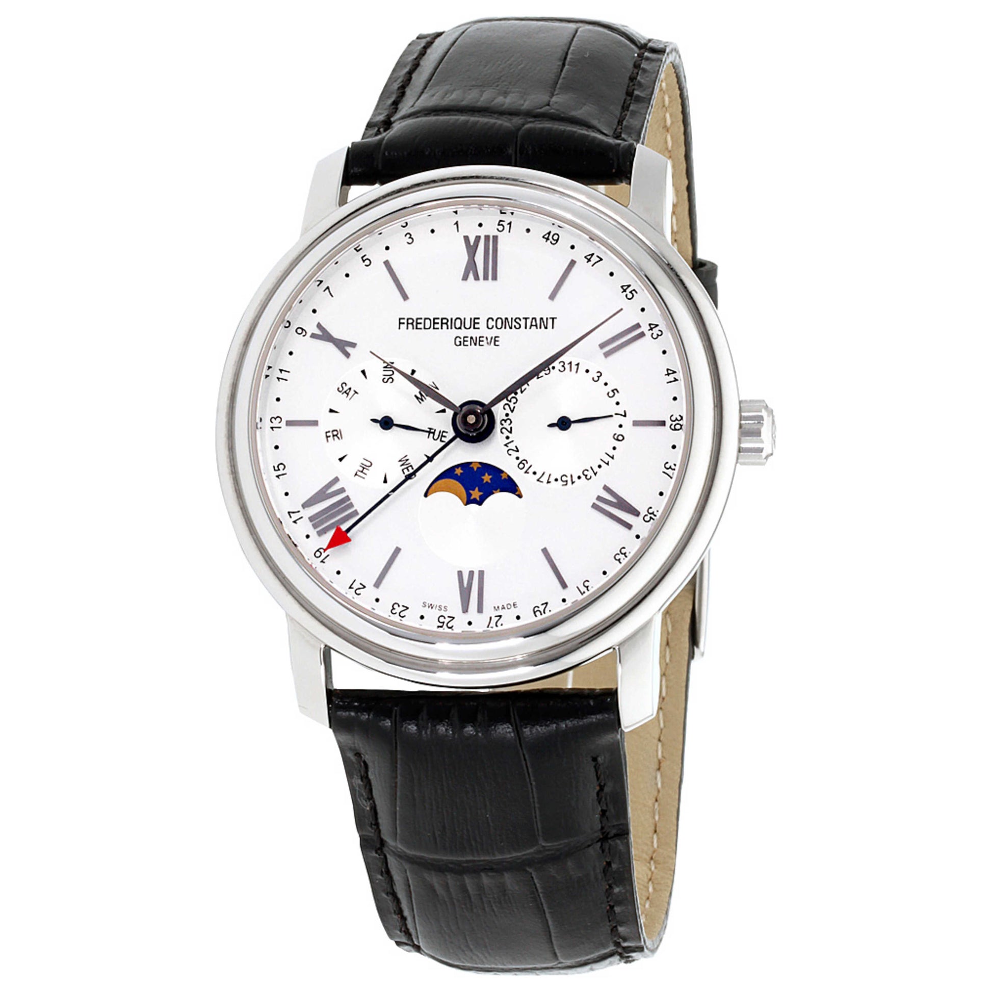 Front view of Frederique Constant Classics Moonphase Men's Quartz Watch FC-270SW4P6