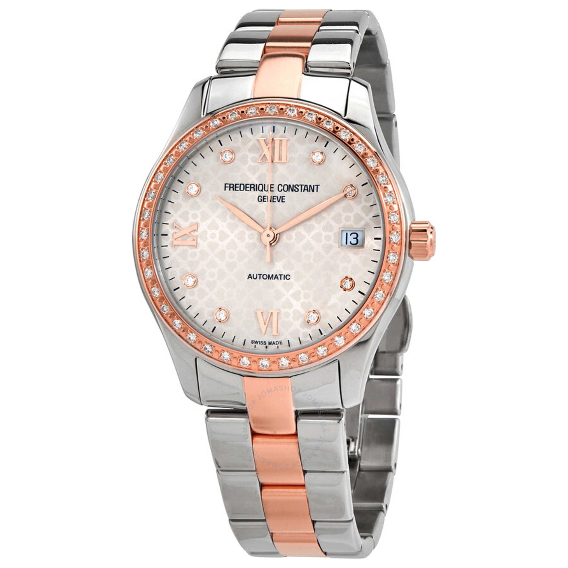Front view of Frederique Constant Double Heart Beat Women's Automatic Watch FC-303LGD3BD2B