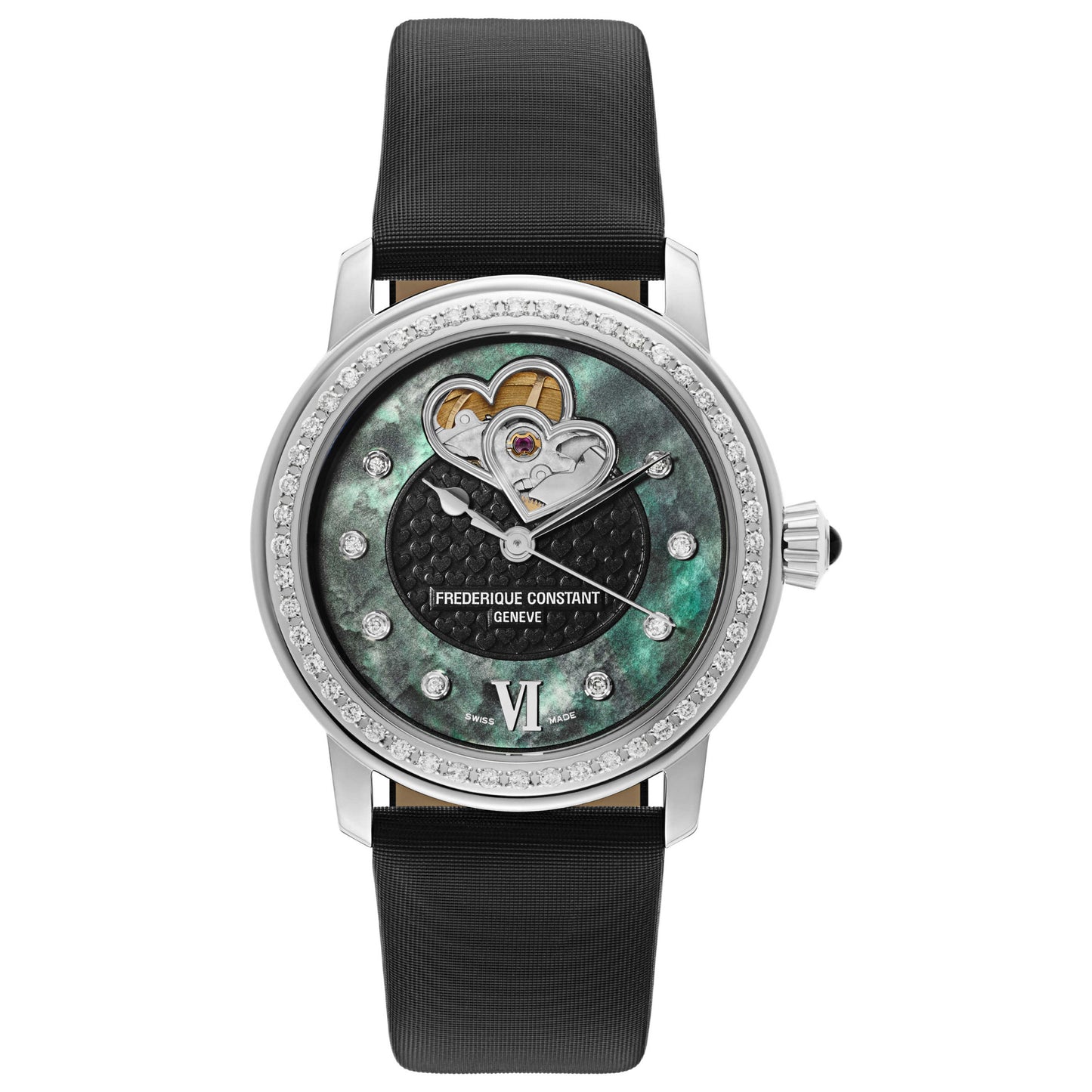Front view of Frederique Constant Double Heart Beat Women's Automatic Watch FC-310BDHB2PD6