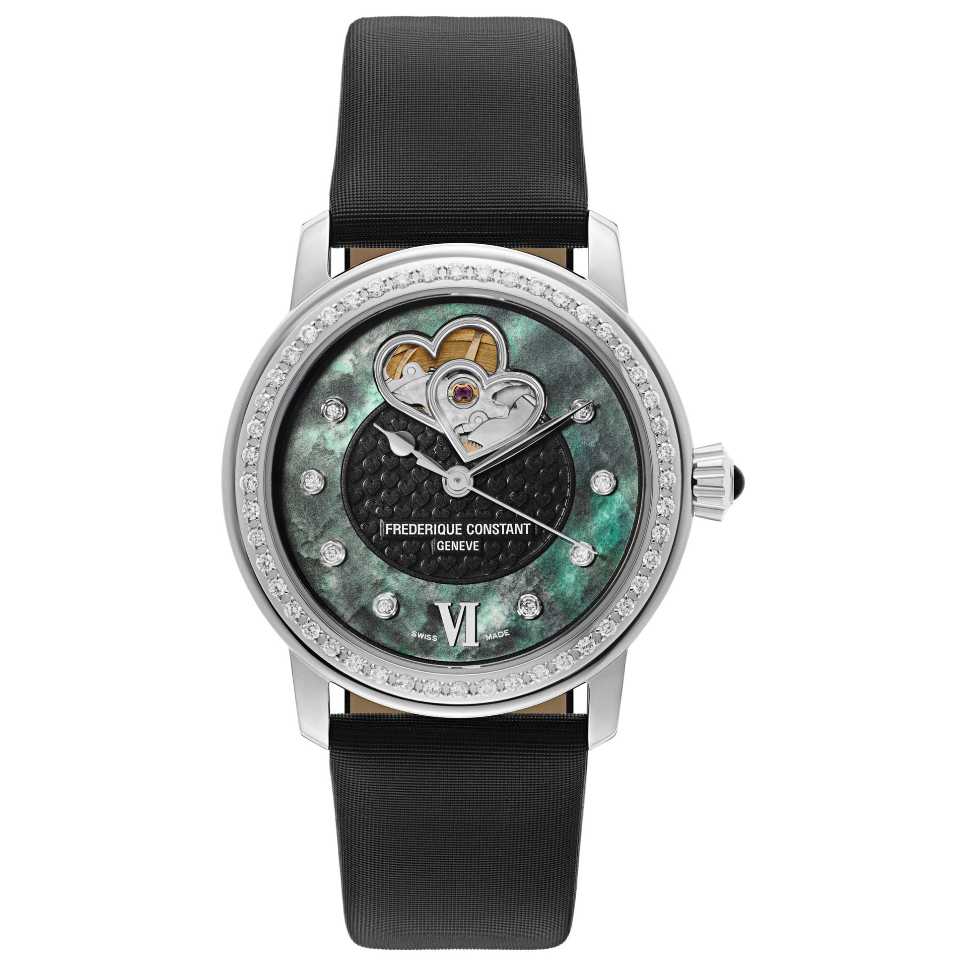 Front view of Frederique Constant Double Heart Beat Women's Automatic Watch FC-310BDHB2PD6