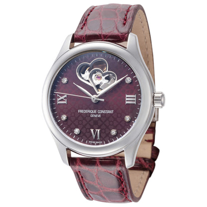 Front view of Frederique Constant Double Heart Beat Women's Automatic Watch FC-310BRGDHB3B6
