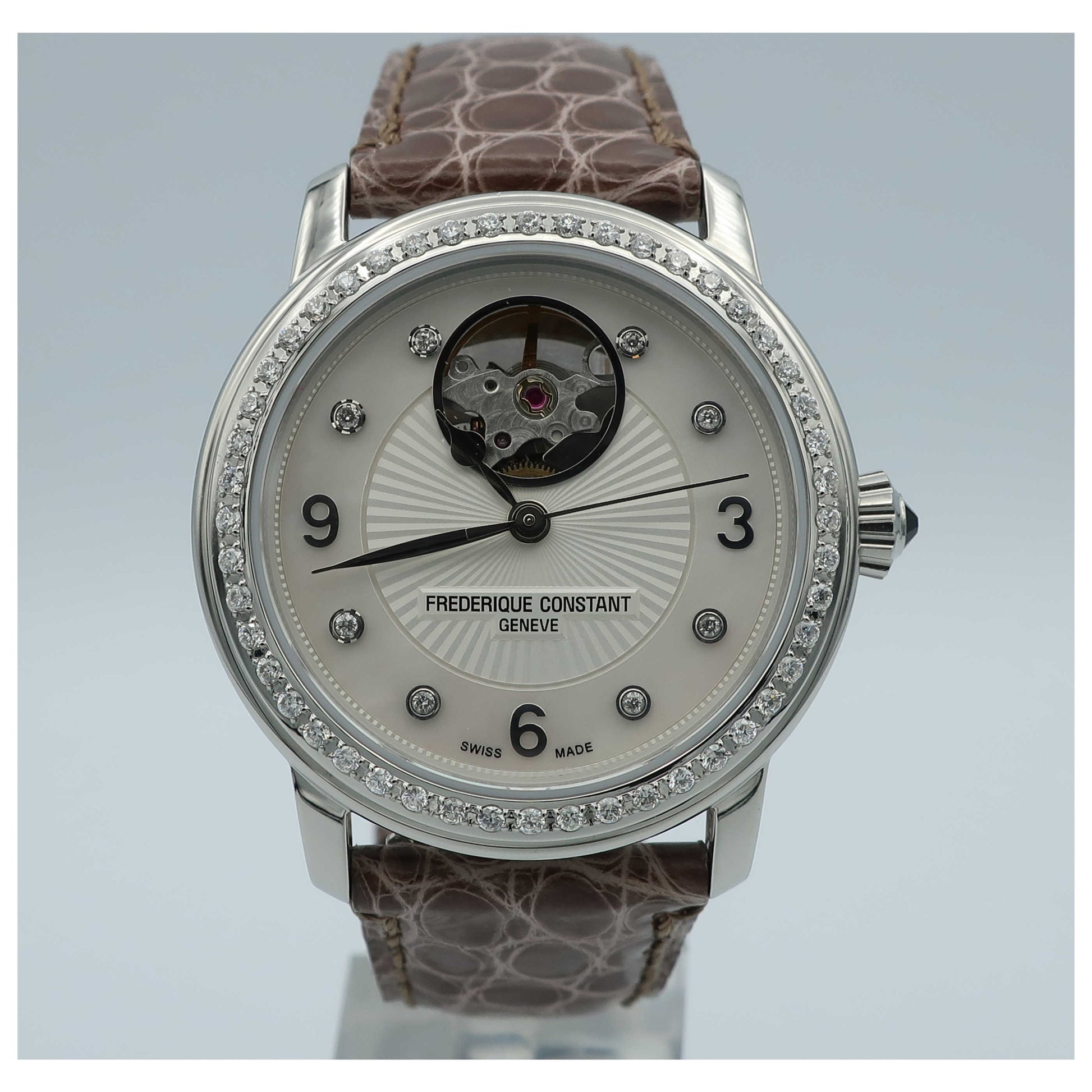 Front view of Frederique Constant Heart Beat Women's Automatic Watch FC-310HBAD2PD6-SD