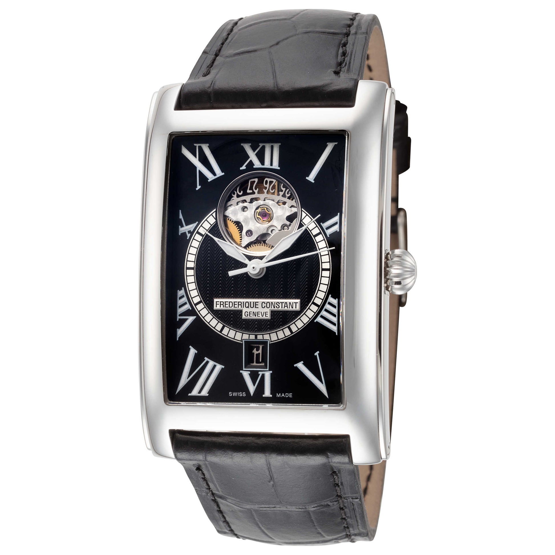 Front view of Frederique Constant Carree Heart Beat Men's Automatic Watch FC-315BS4C26