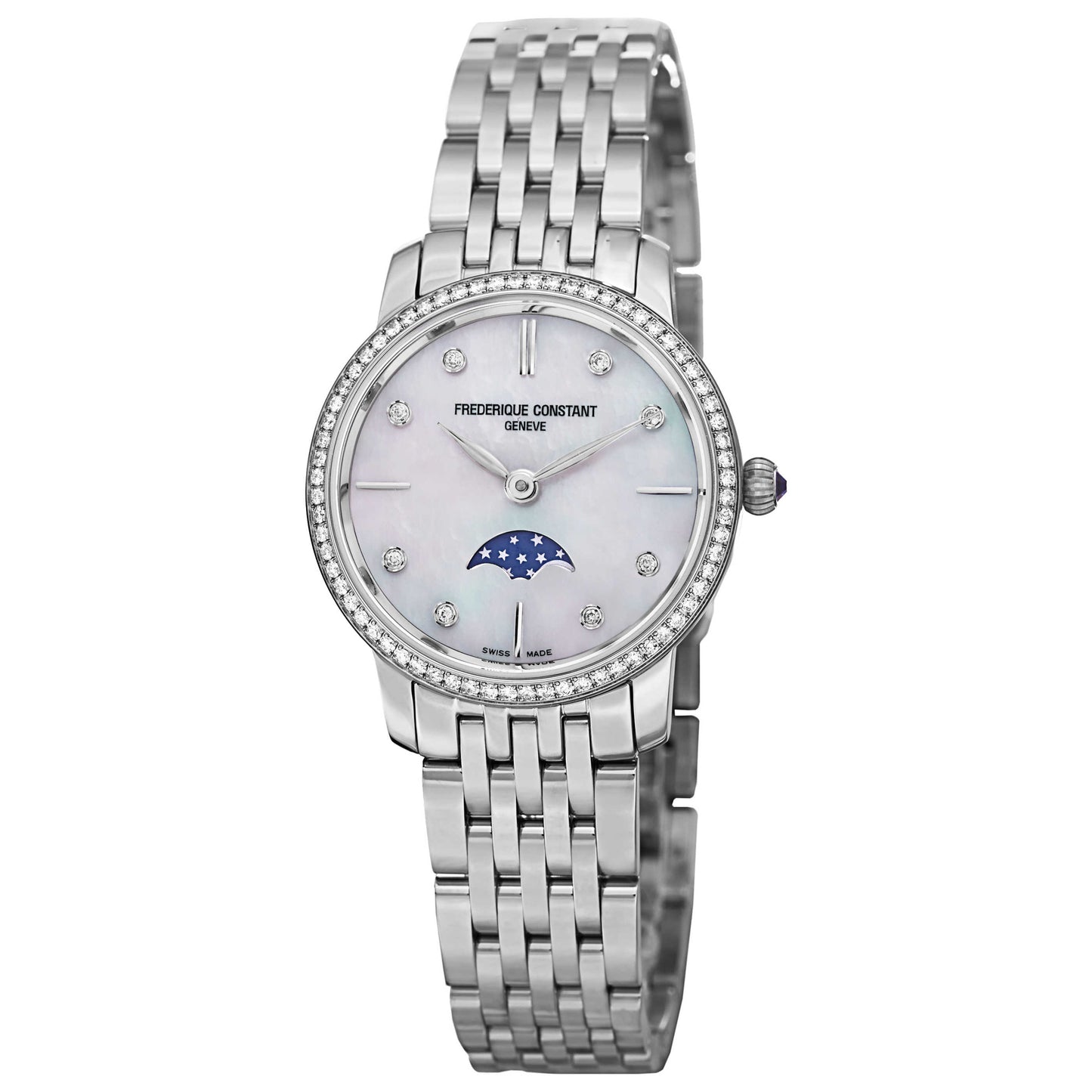 Front view of Frederique Constant Slim Line Women's Quartz Watch FC206MPWD1SD6B