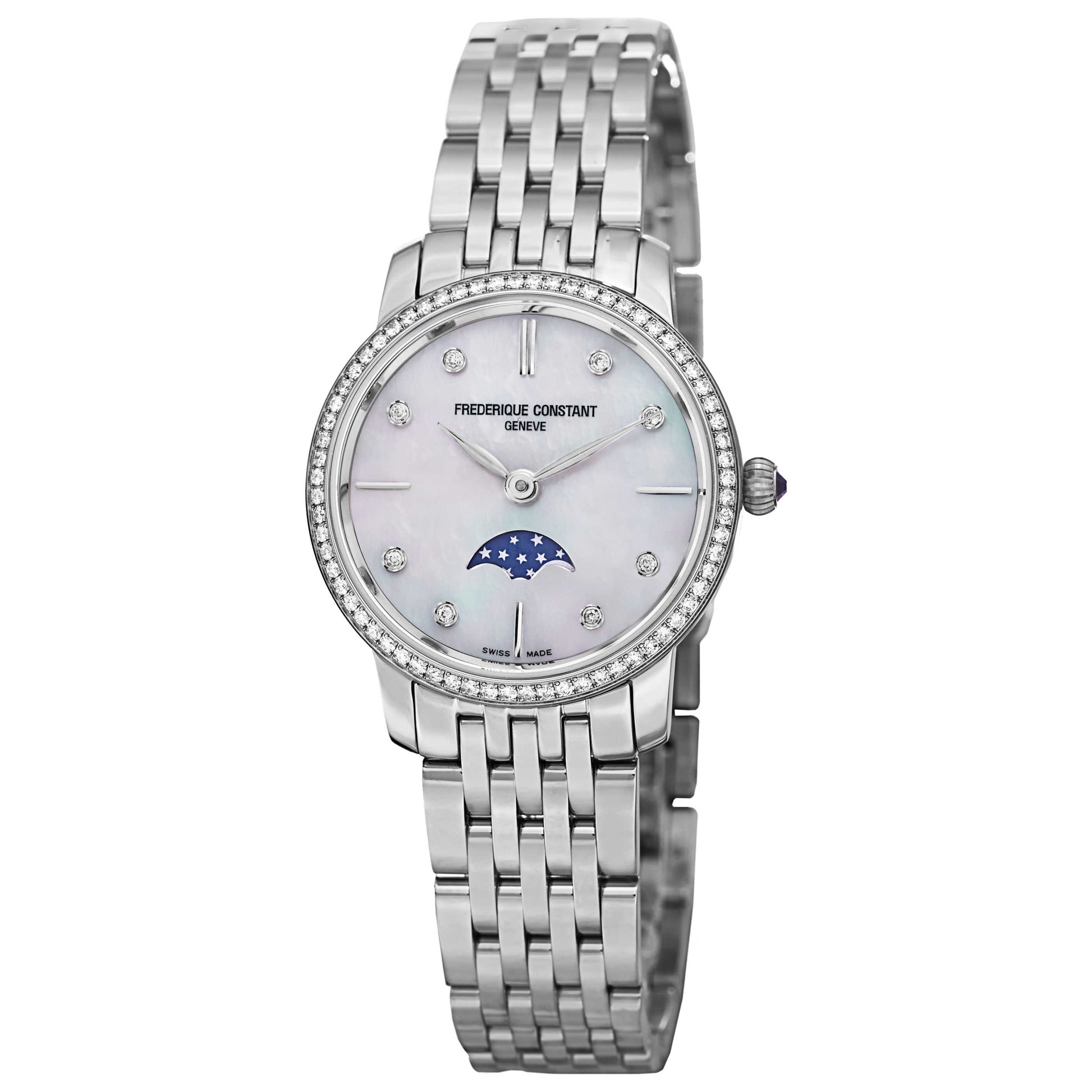 Front view of Frederique Constant Slim Line Women's Quartz Watch FC206MPWD1SD6B