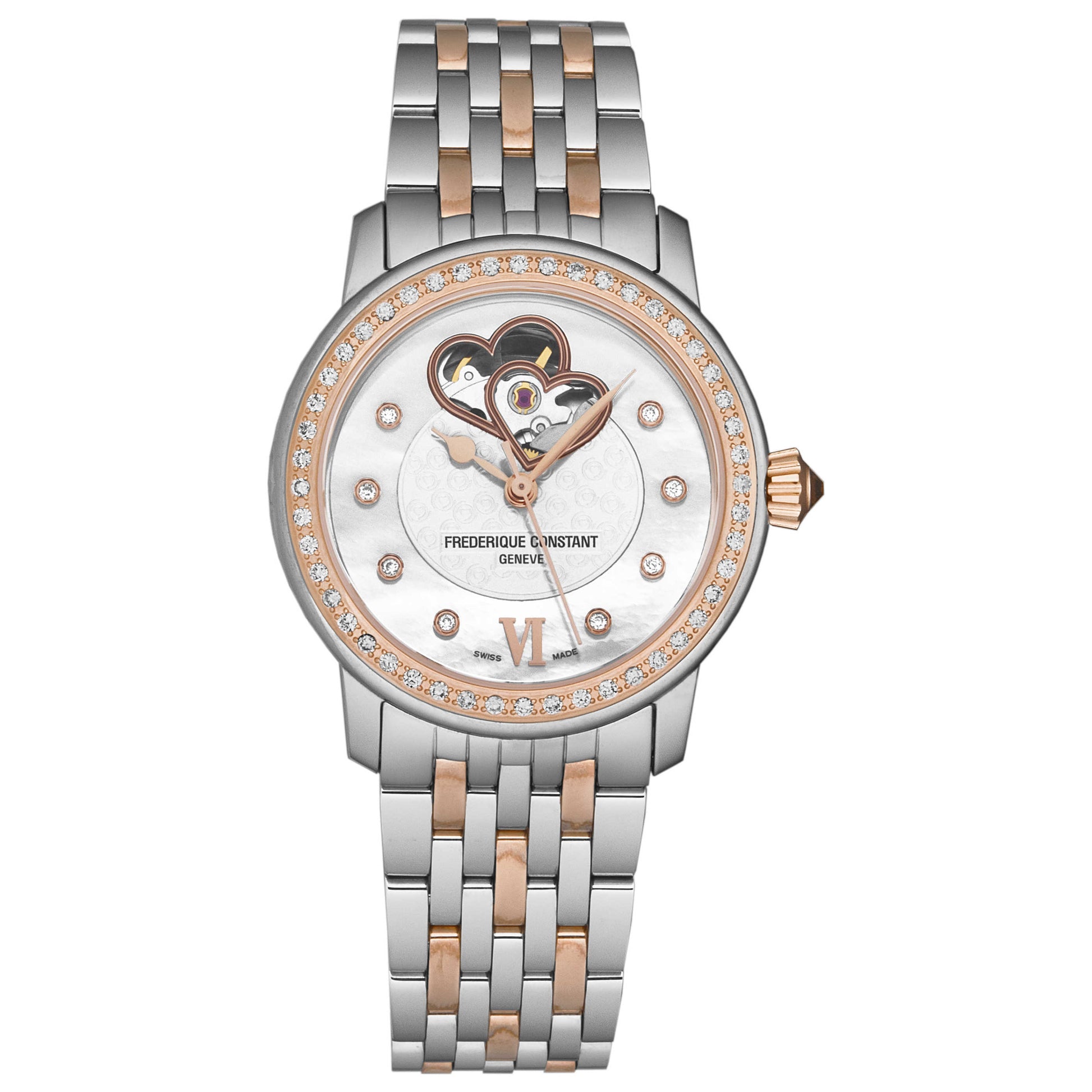 Front view of Frederique Constant Heartbeat Women's Automatic Watch FC310WHF2PD2B3