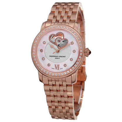 Front view of Frederique Constant Heartbeat Women's Automatic Watch FC310WHF2PD4B3