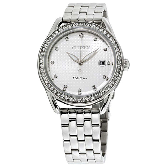 Front view of Citizen Dress Women's Solar Powered Quartz Eco-Drive Watch FE6110-55A