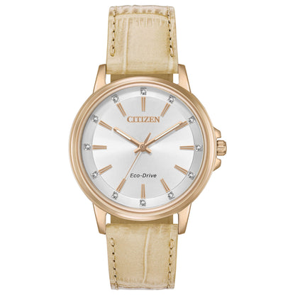 Front view of Citizen Chandler Solar Powered Quartz Eco-Drive Watch FE7033-08A