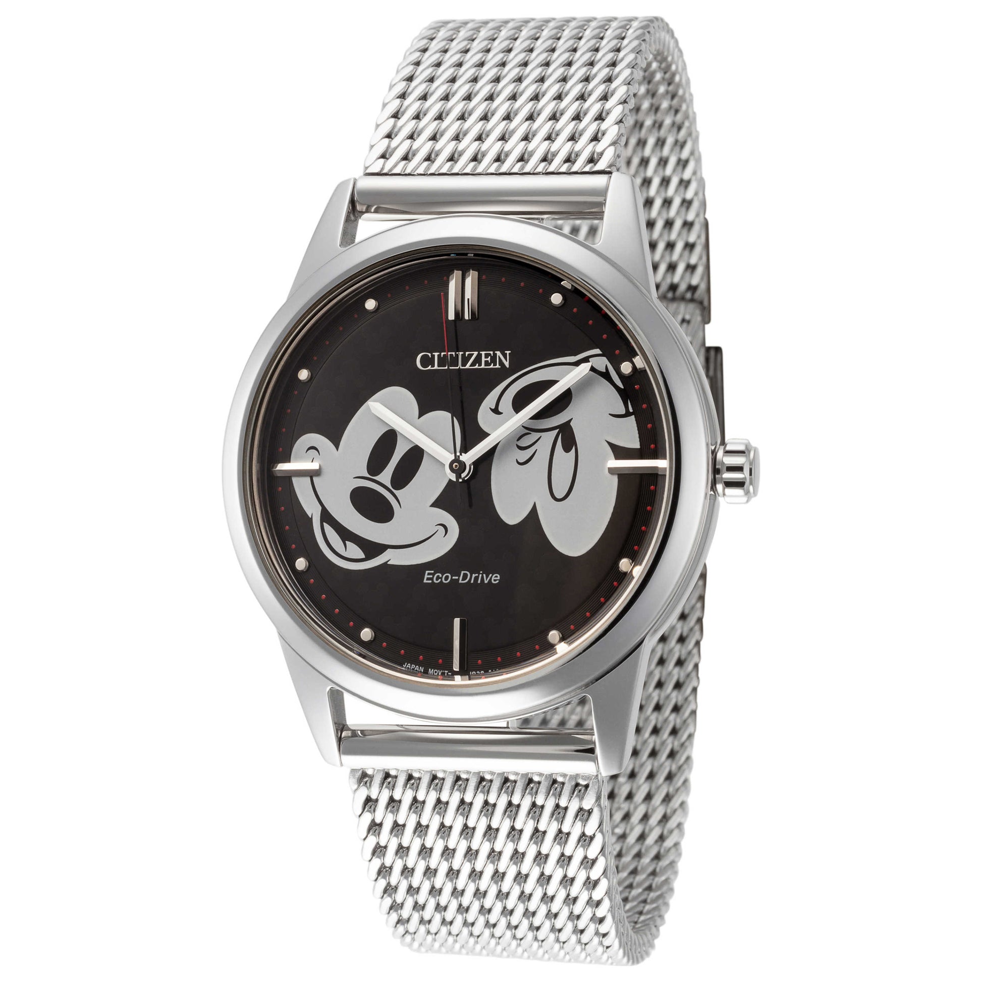 Front view of Citizen Mickey Mouse Unisex Solar Powered Quartz Eco-Drive Watch FE7060-56W