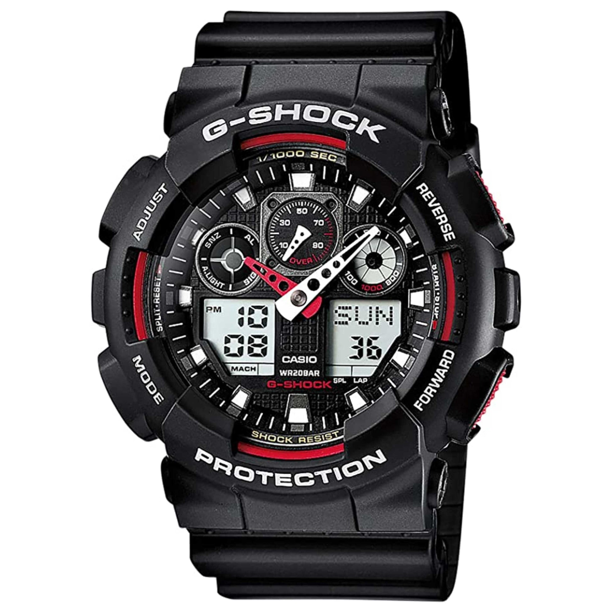 Front view of Casio G-Shock Men's Quartz Watch GA-100-1A4NDR