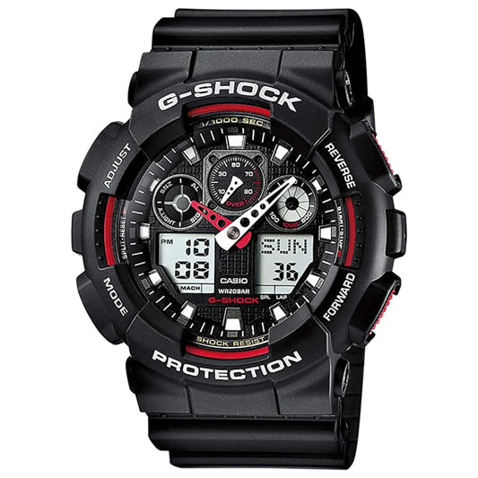 Front view of Casio G-Shock Men's Quartz Watch GA-100-1A4NDR
