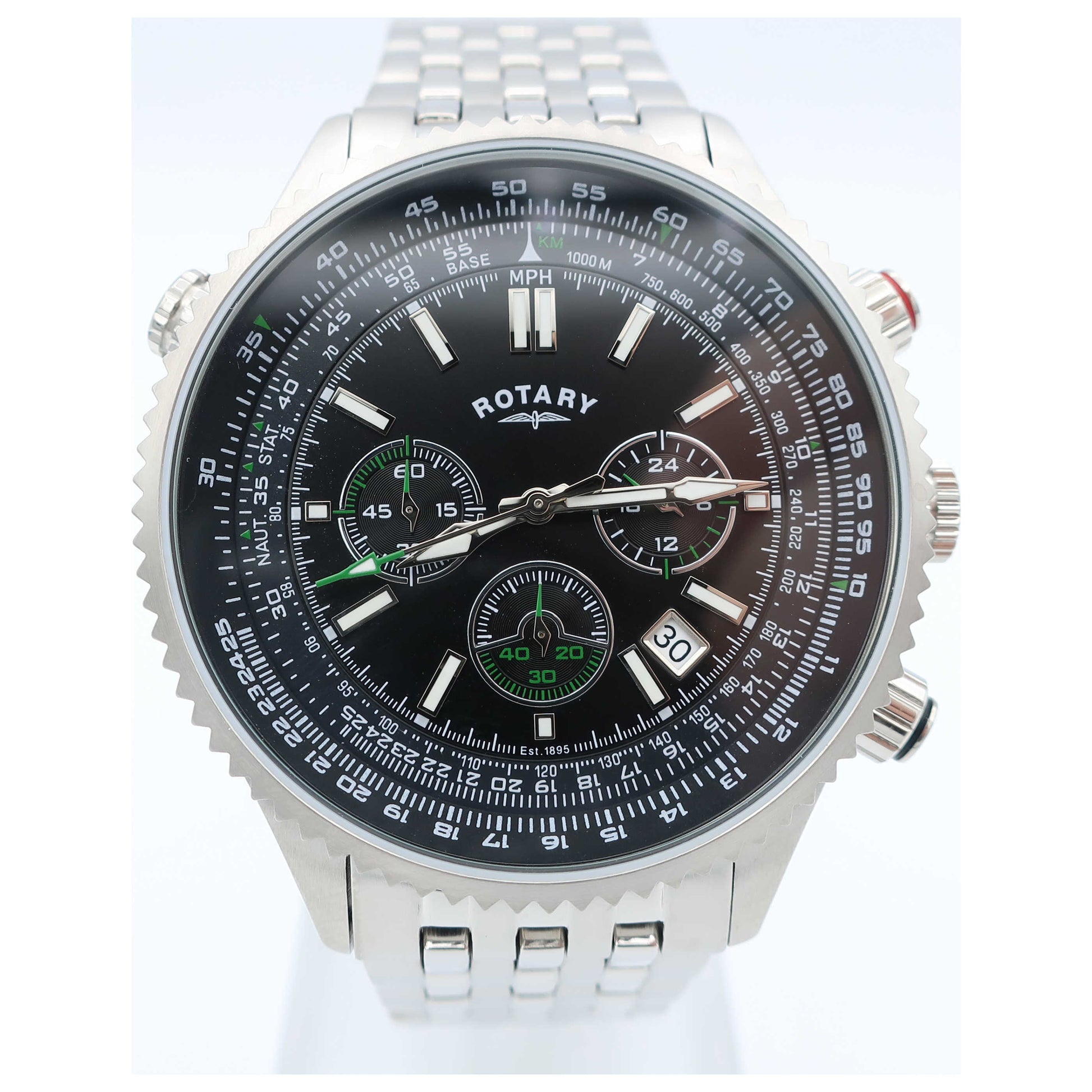 Front view of Rotary Chronograph Men's Quartz Watch GB00699-10-SD