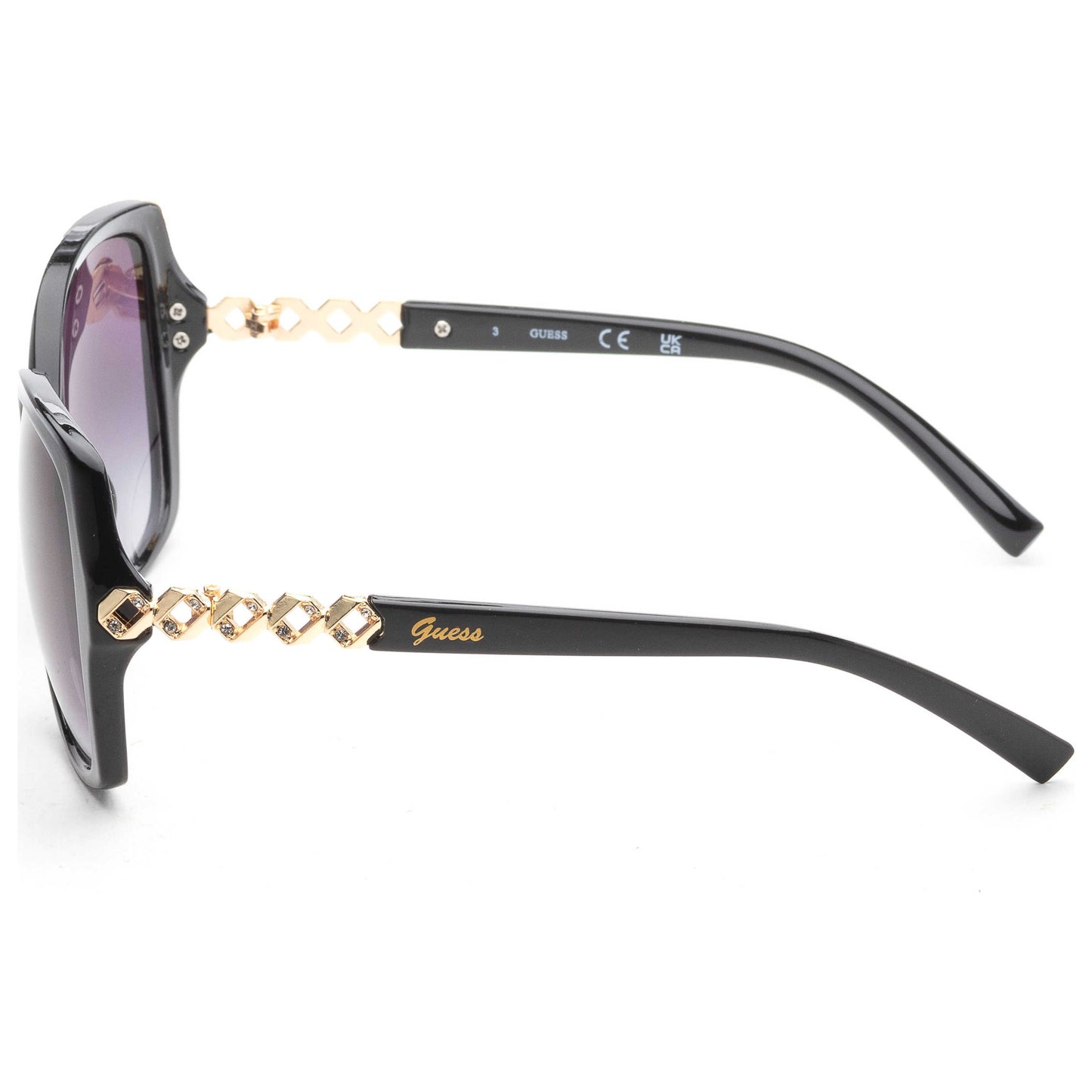 Left view of Guess Factory Women's Sunglasses GF0413-01B
