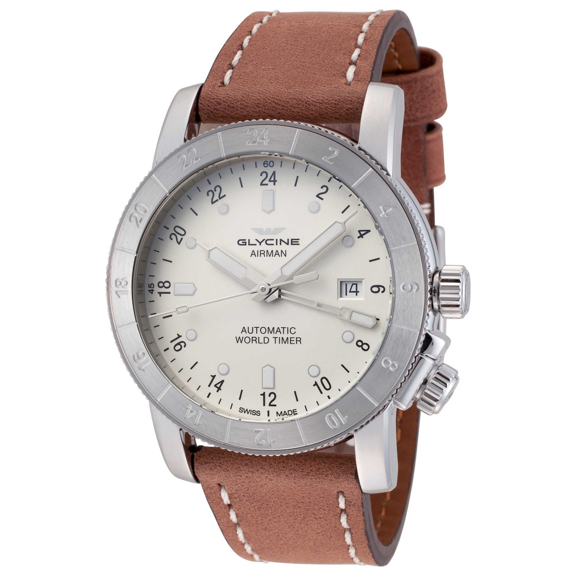Front view of Glycine Airman 42 GMT Men's Automatic Watch GL0067