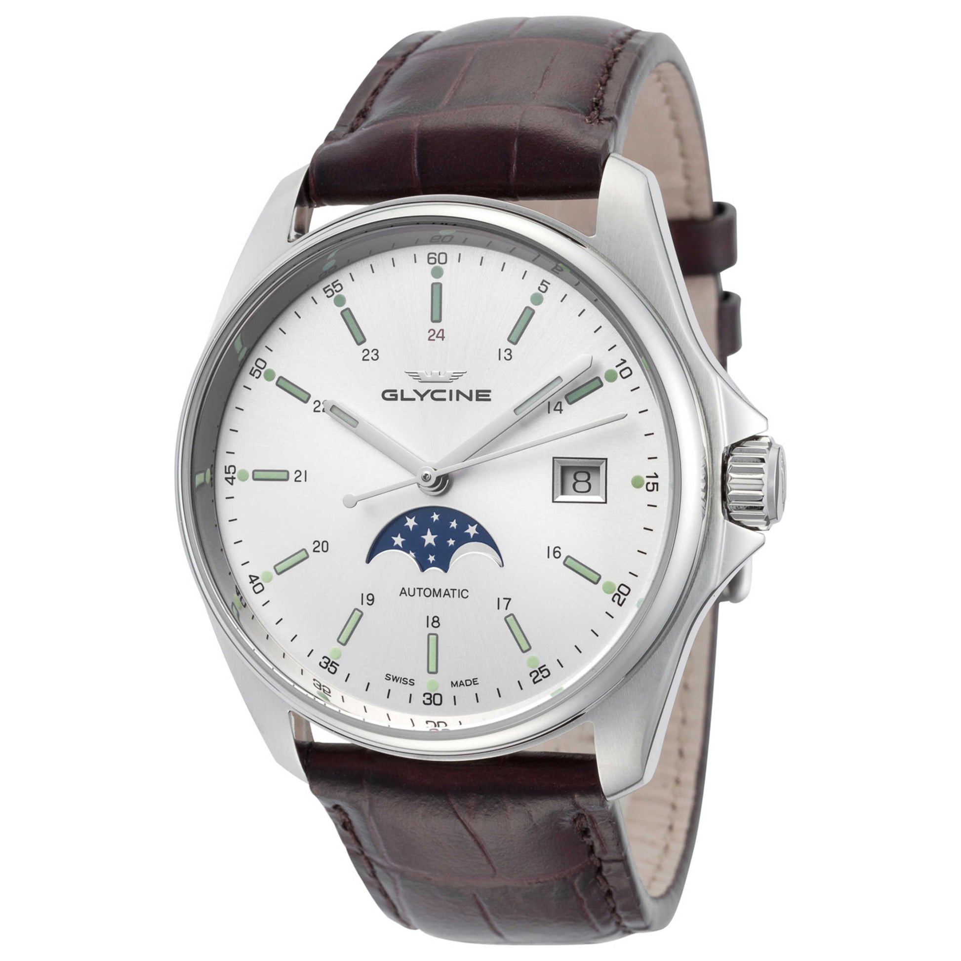 Front view of Glycine Combat Classic Moonphase Men's Automatic Watch GL0115
