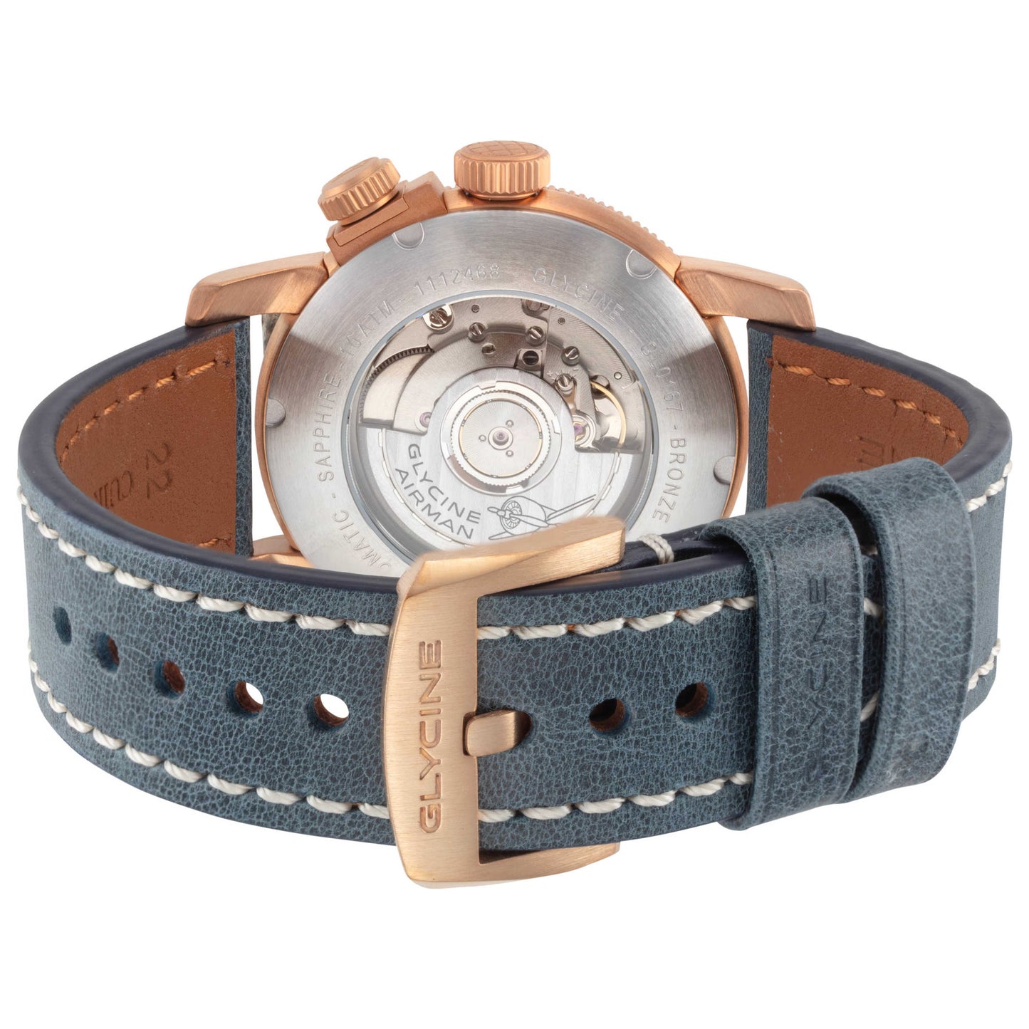 Back view of Glycine Airman Contemporary Bronze GMT Men's Automatic Watch GL0167