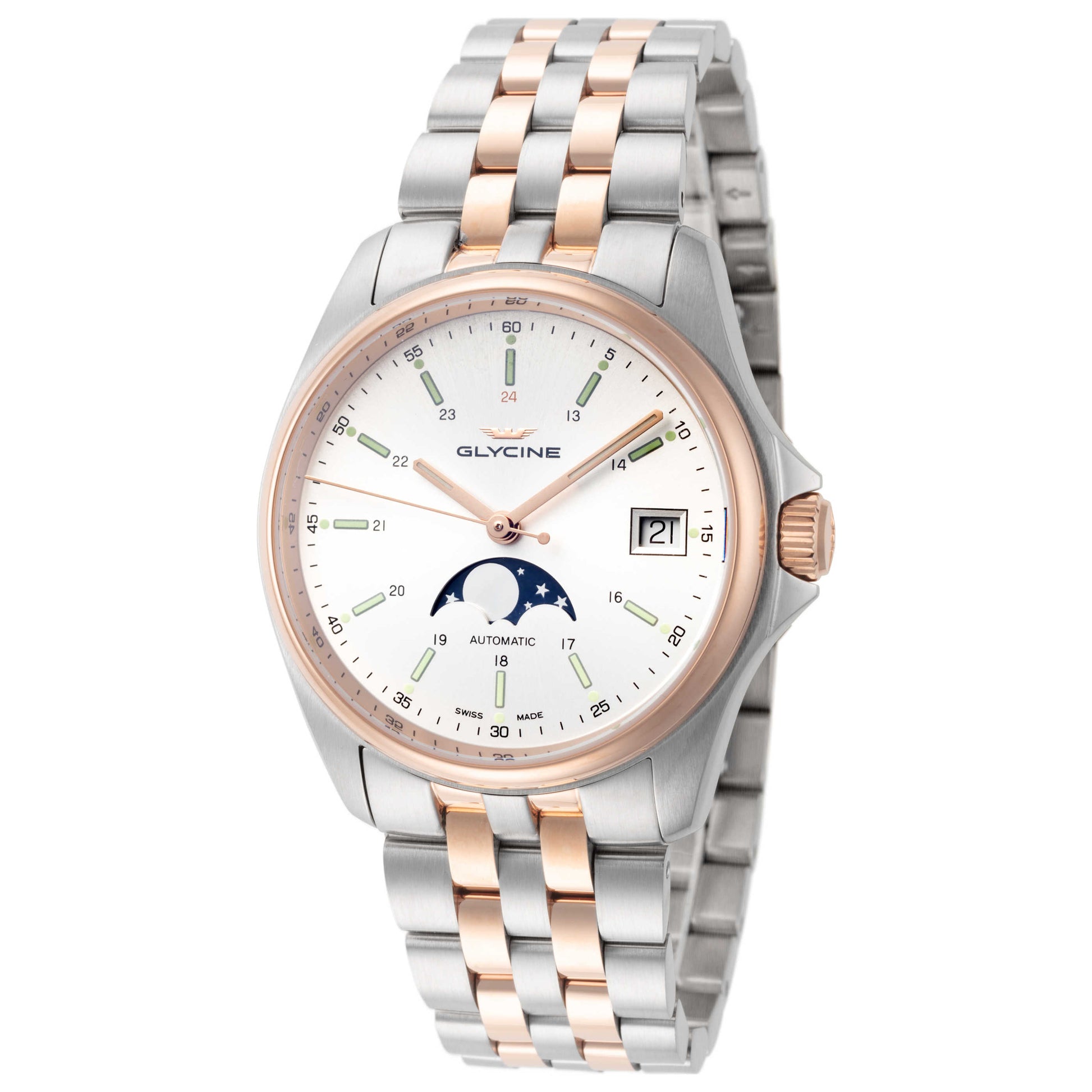 Front view of Glycine Combat Classic Moonphase Men's Automatic Watch GL0194