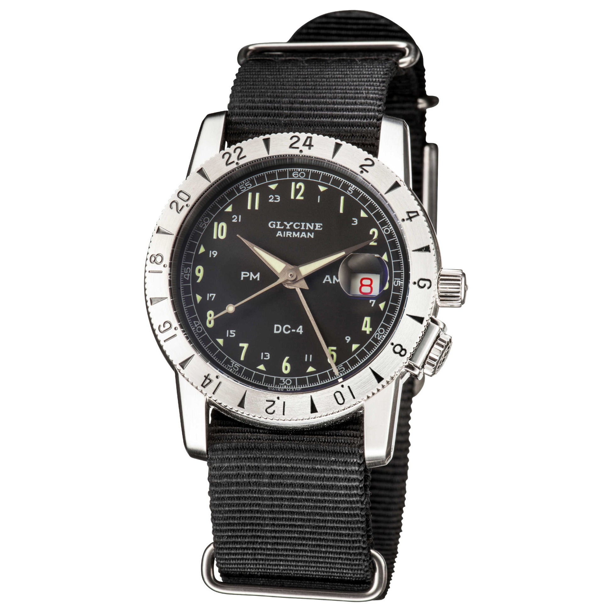 Front view of Glycine Airman 1953 Vintage GMT Men's Automatic Watch GL0218