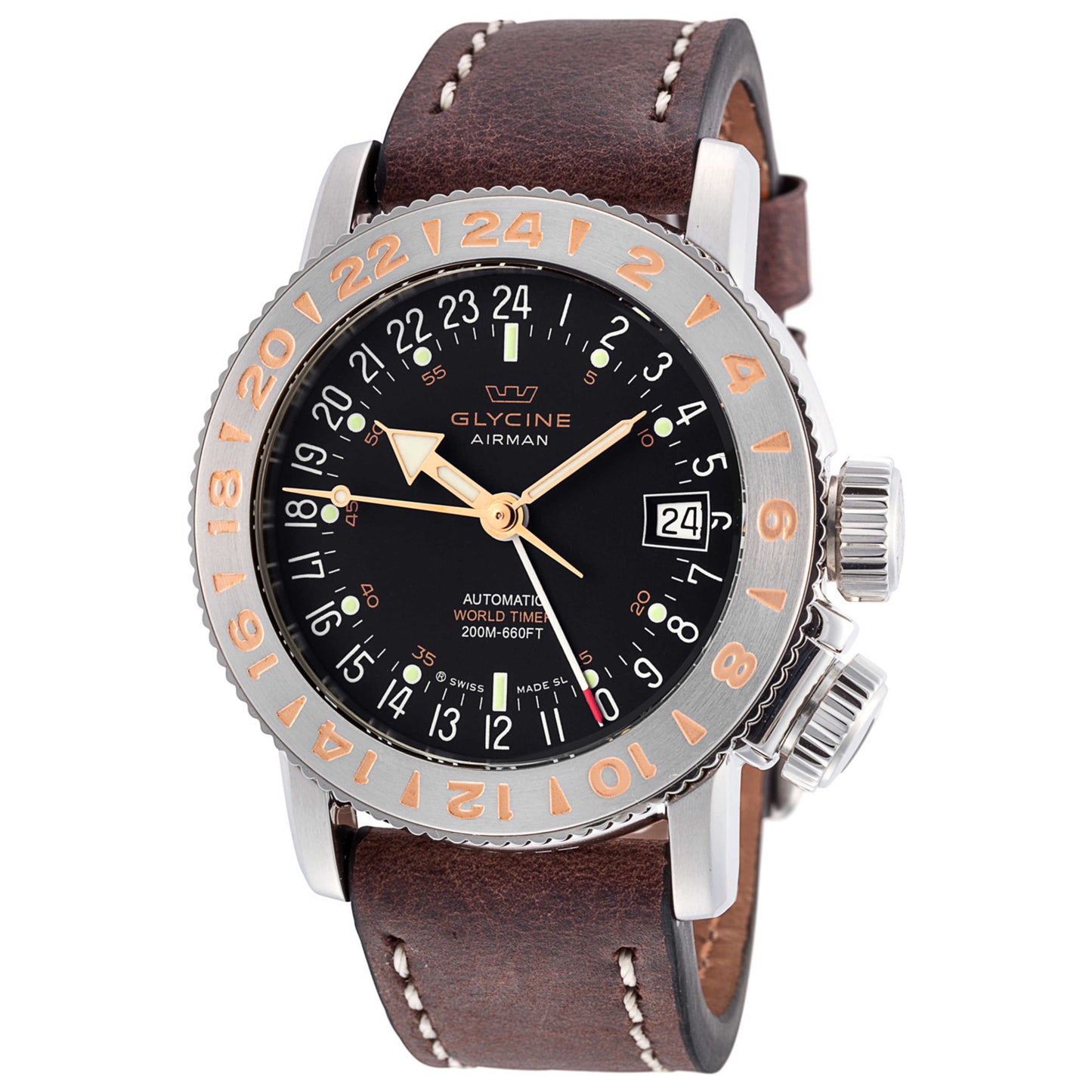 Front view of Glycine Airman 18 GMT Men's Automatic Watch GL0229