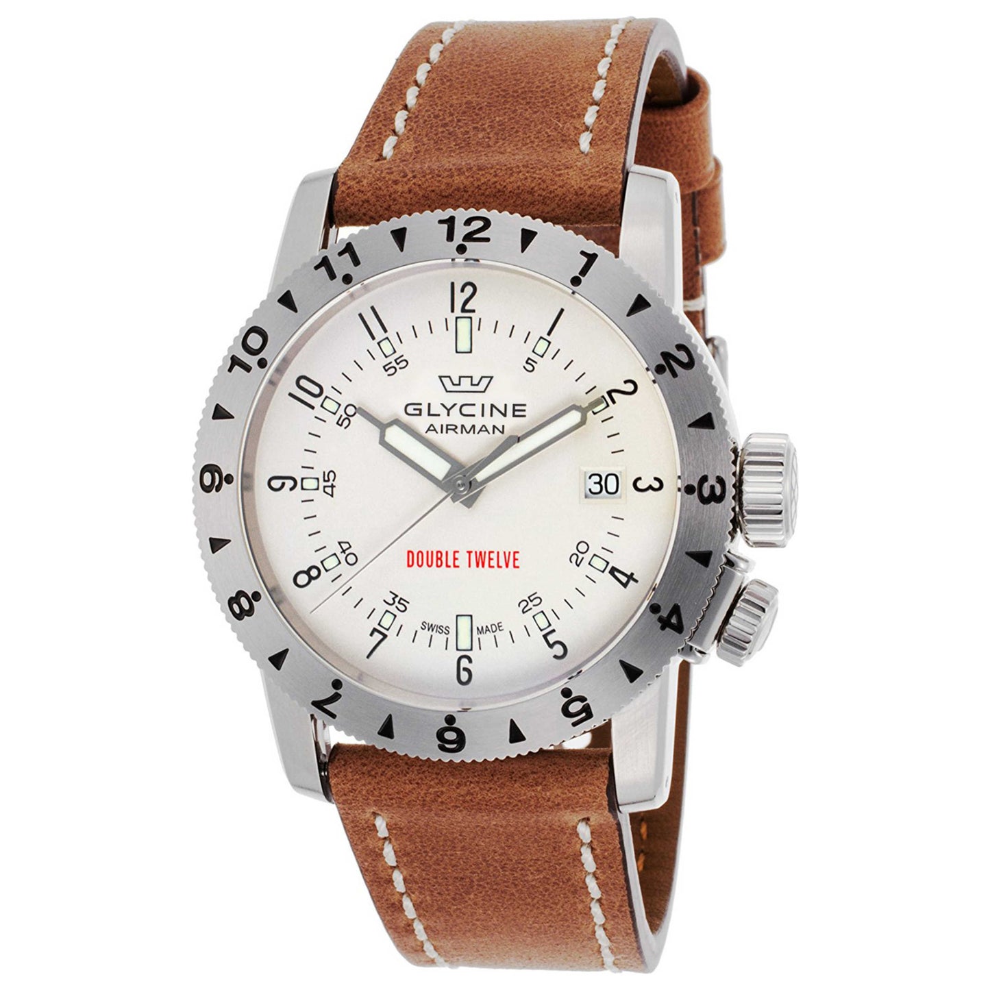 Front view of Glycine Airman Double Twelve Men's Automatic Watch GL0232