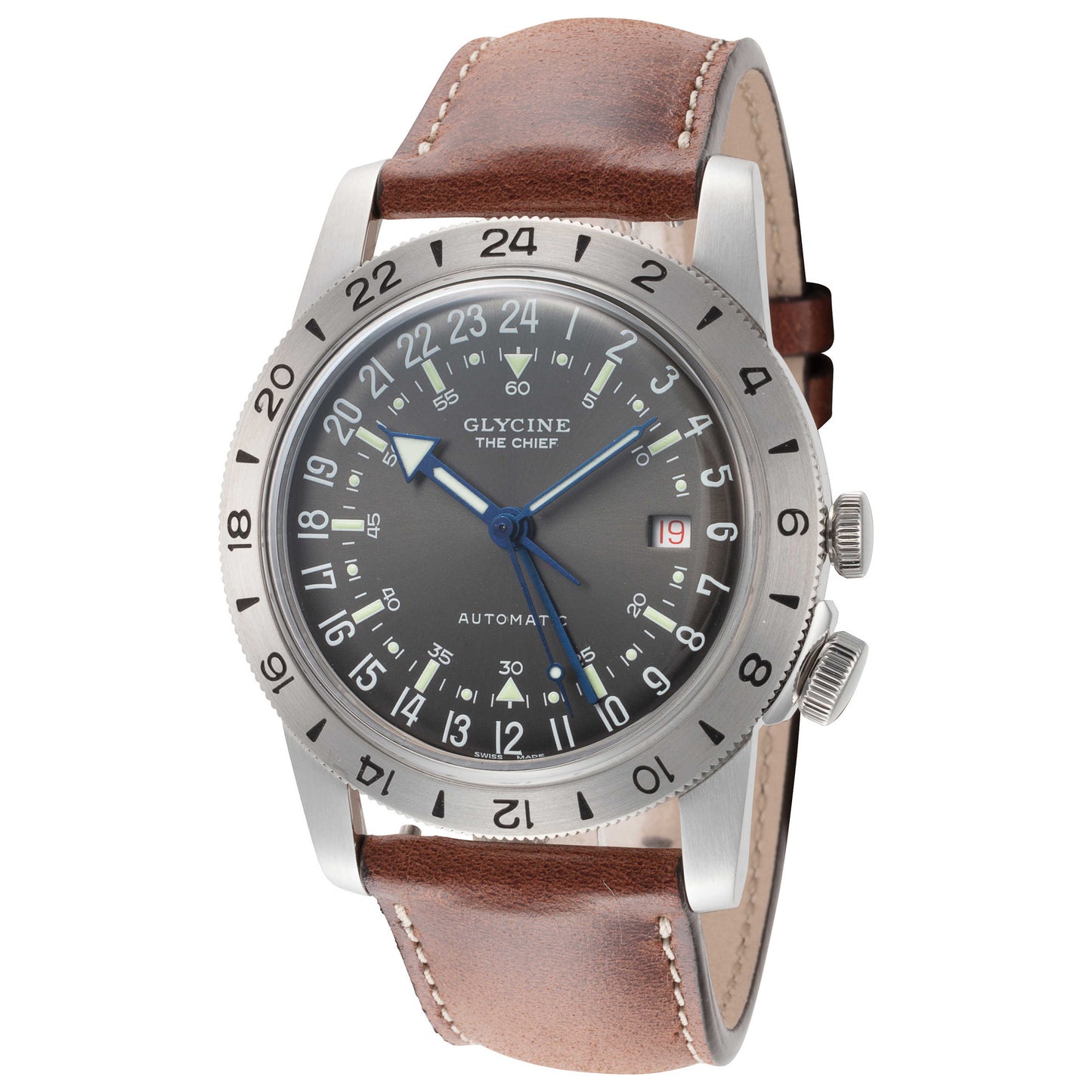 Front view of Glycine Airman Vintage The Chief Men's Automatic Watch GL0303