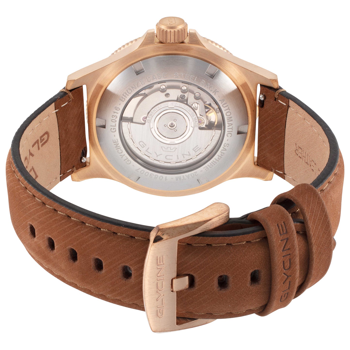Back view of Glycine Combat Sub Sport 42 Bronze Men's Automatic Watch GL0316