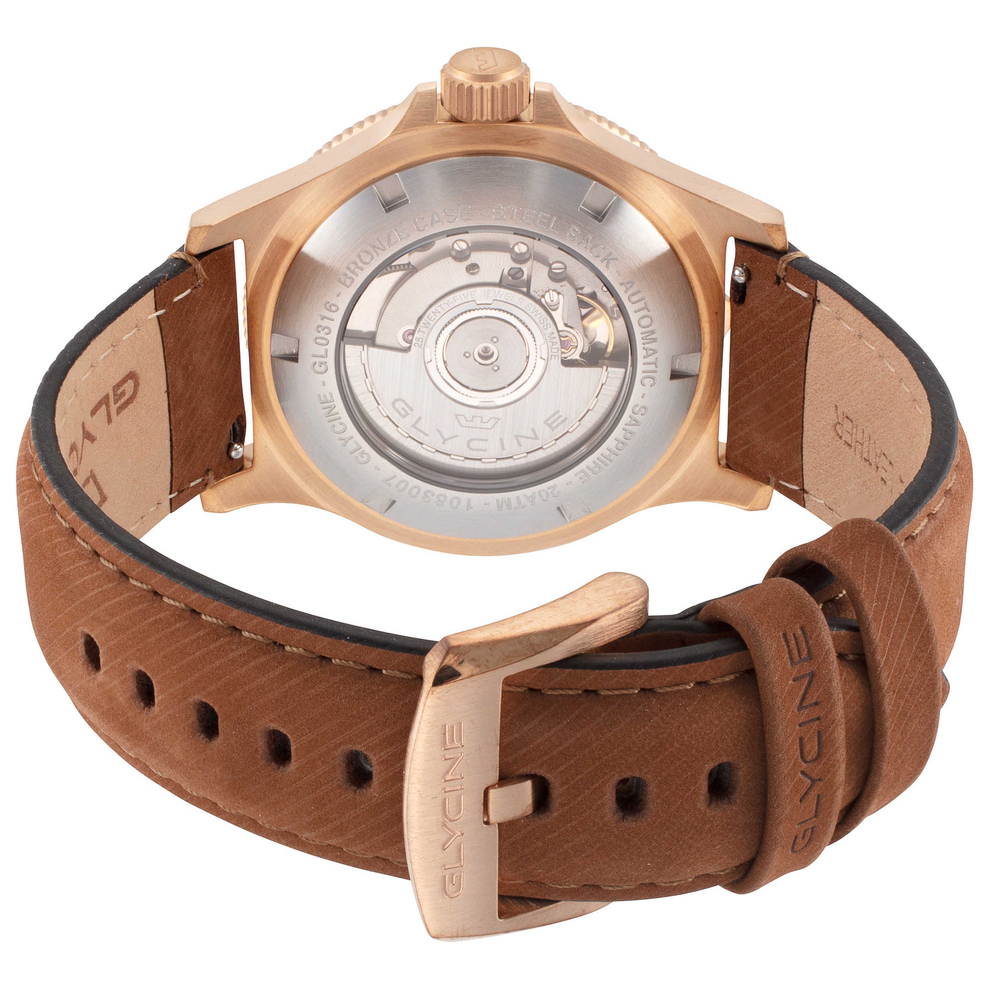 Back view of Glycine Combat Sub Sport 42 Bronze Men's Automatic Watch GL0316