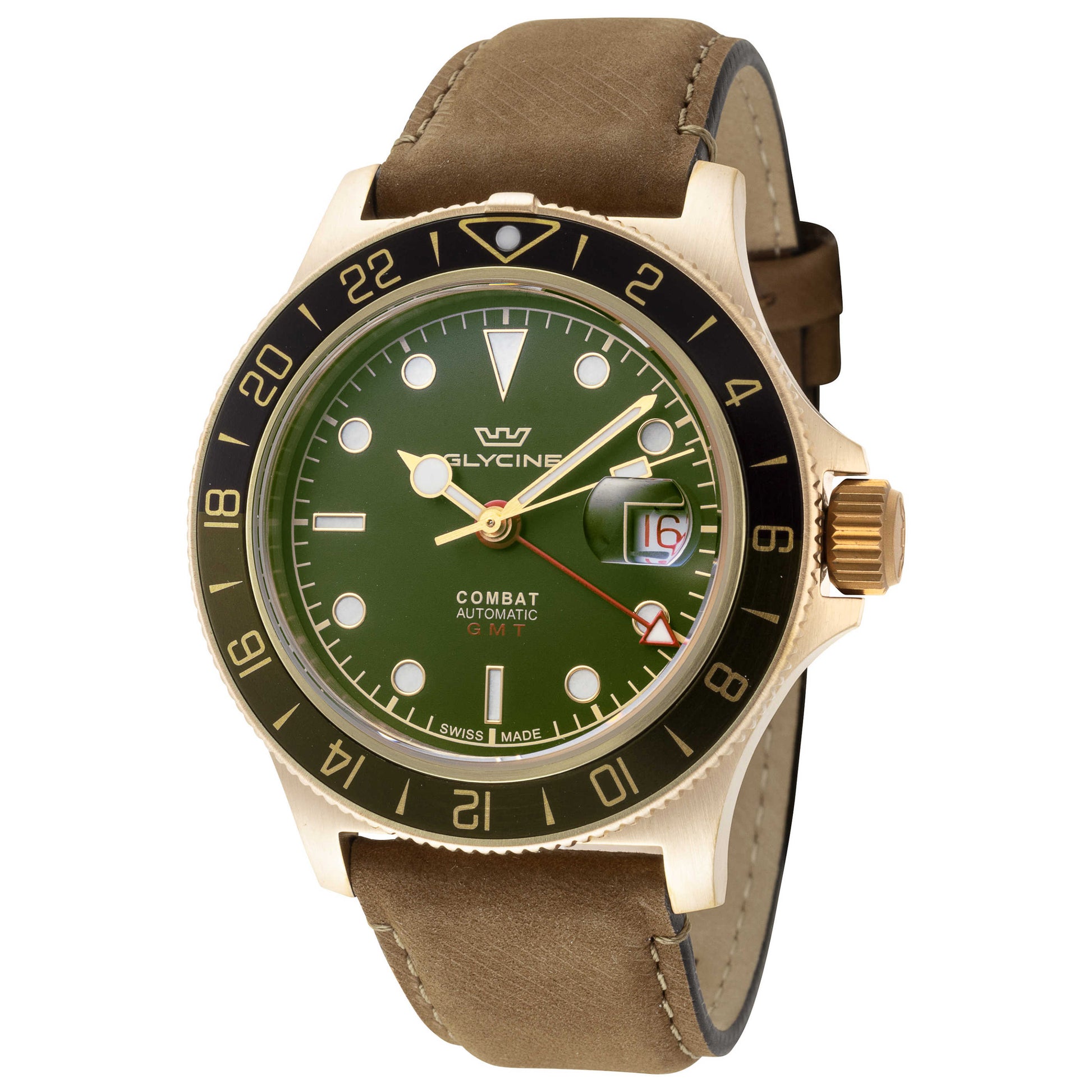 Front view of Glycine Combat Sub Sport 42 Bronze Men's Automatic Watch GL0318