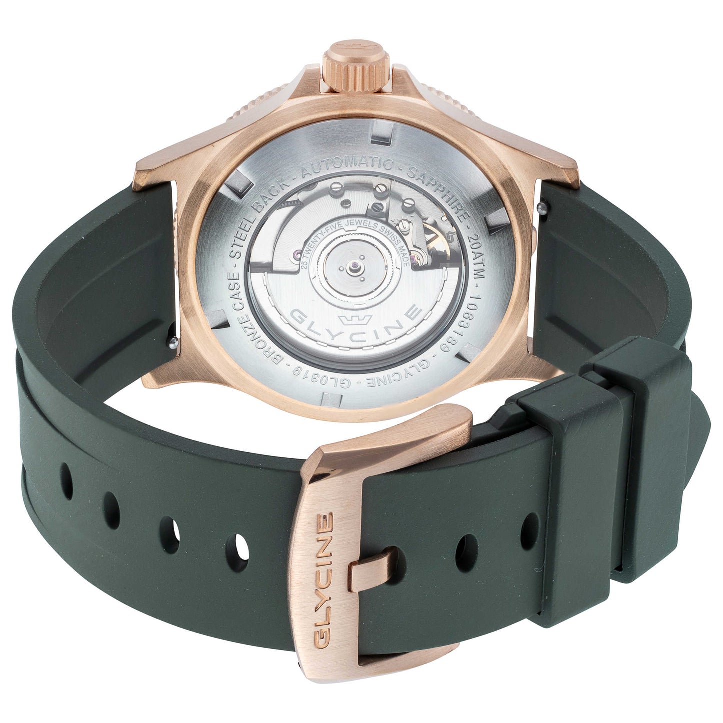 Back view of Glycine Combat Sub Sport 42 GMT Men's Automatic Watch GL0319