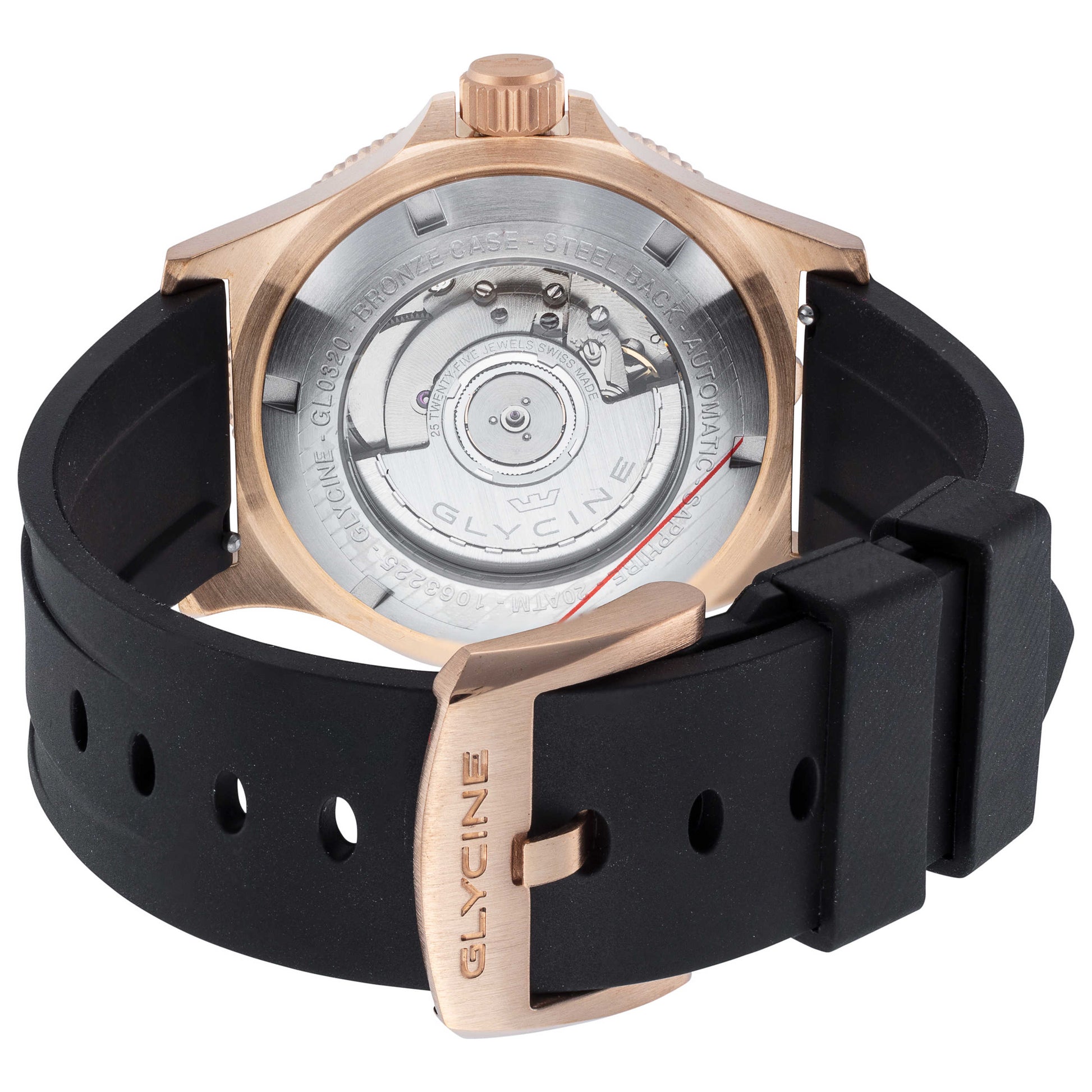Back view of Glycine Combat Sub Sport 42 GMT Men's Automatic Watch GL0320