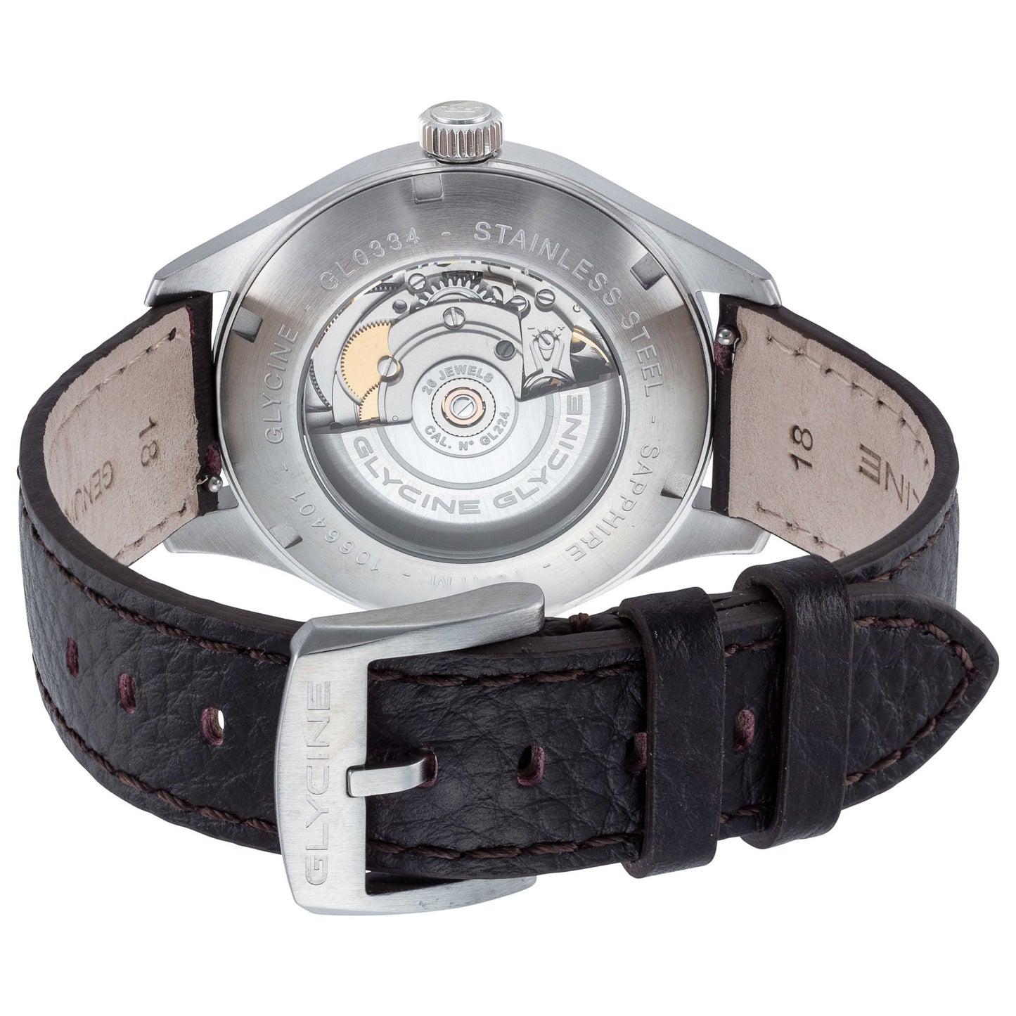 Back view of Glycine Bienne 1914 Men's Automatic Watch GL0334