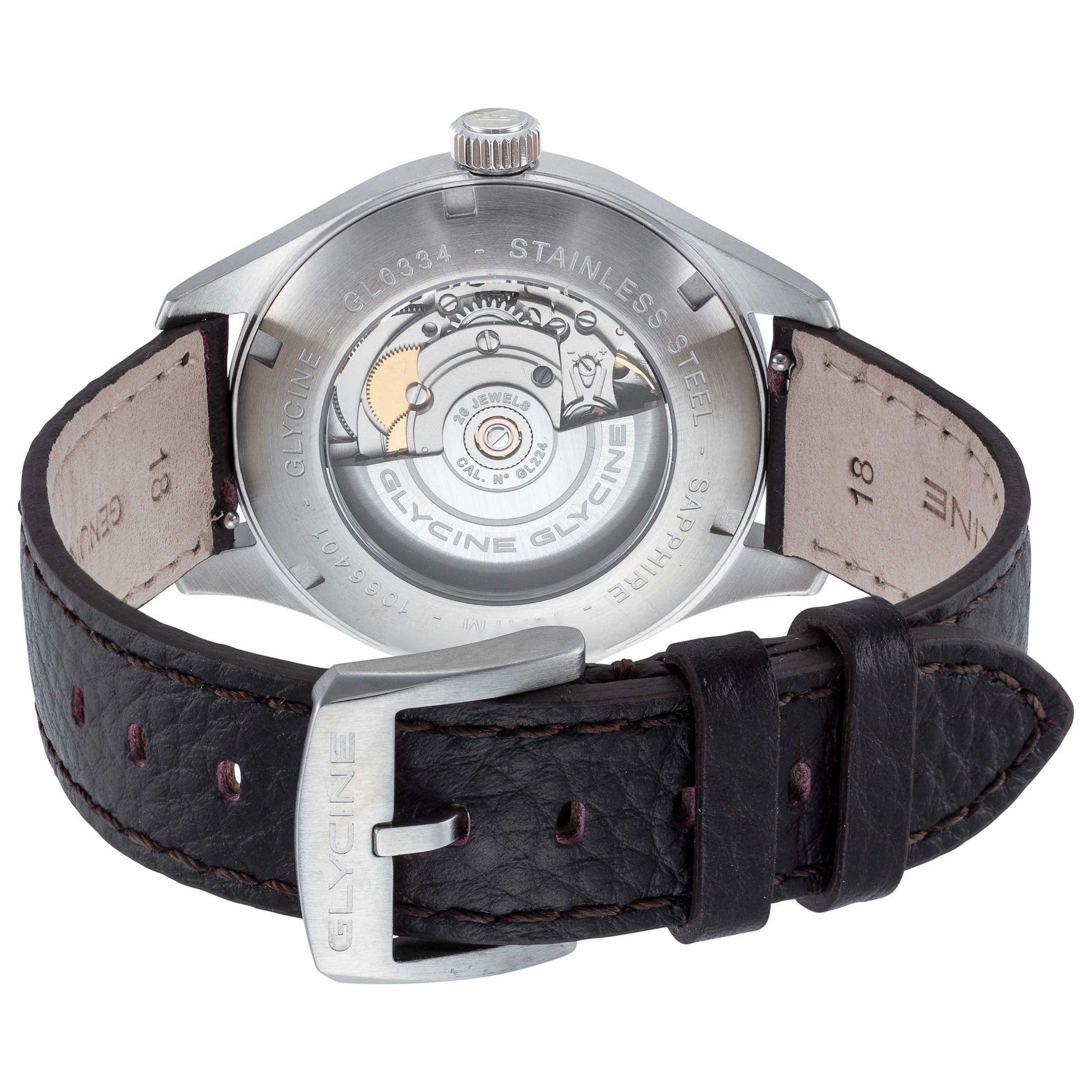 Back view of Glycine Bienne 1914 Men's Automatic Watch GL0334
