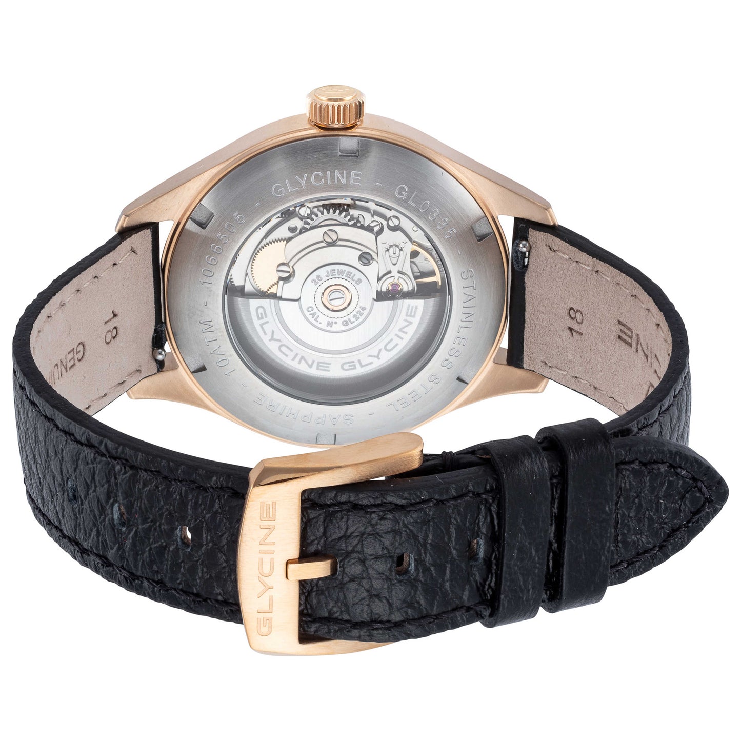 Back view of Glycine Bienne 1914 Men's Automatic Watch GL0335