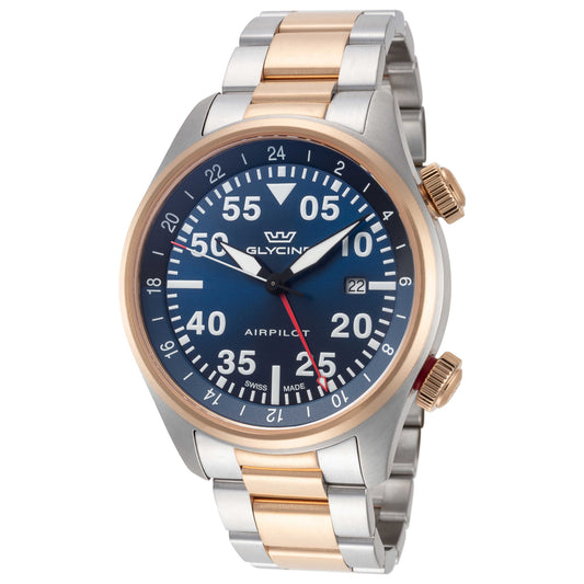 Front view of Glycine Airpilot GMT 44 Men's Quartz Watch GL0349