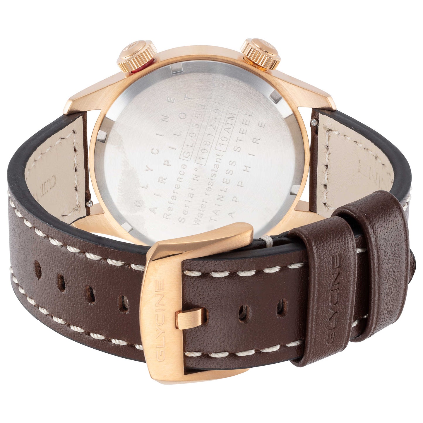 Back view of Glycine Airpilot GMT 44 Men's Quartz Watch GL0353