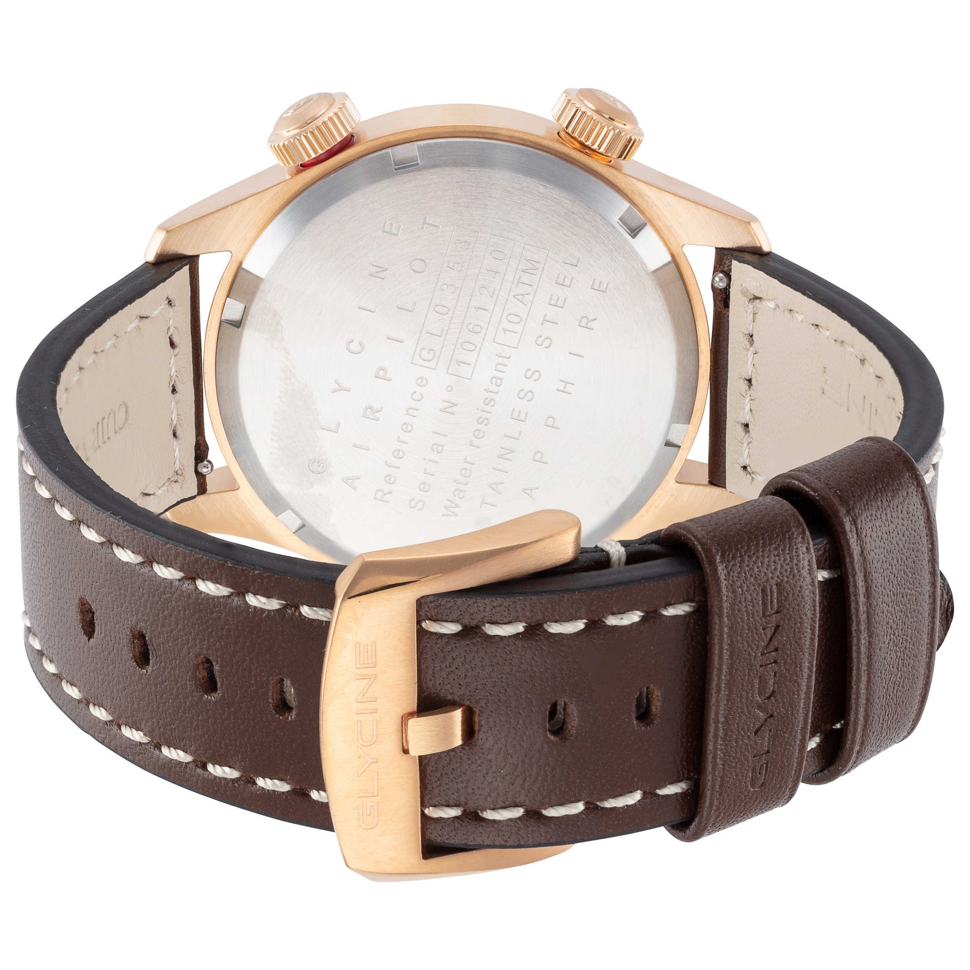 Back view of Glycine Airpilot GMT 44 Men's Quartz Watch GL0353