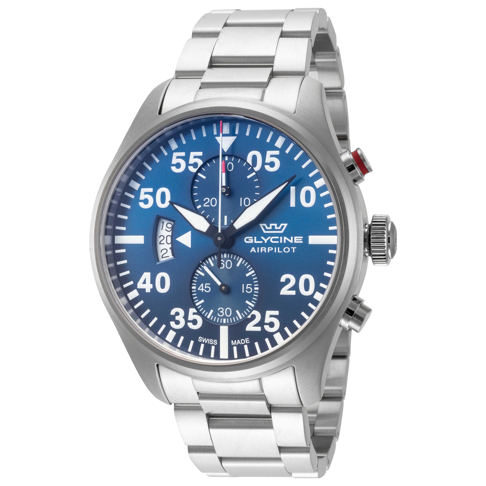 Front view of Glycine Airpilot Chrono 44 Men's Quartz Watch GL0354