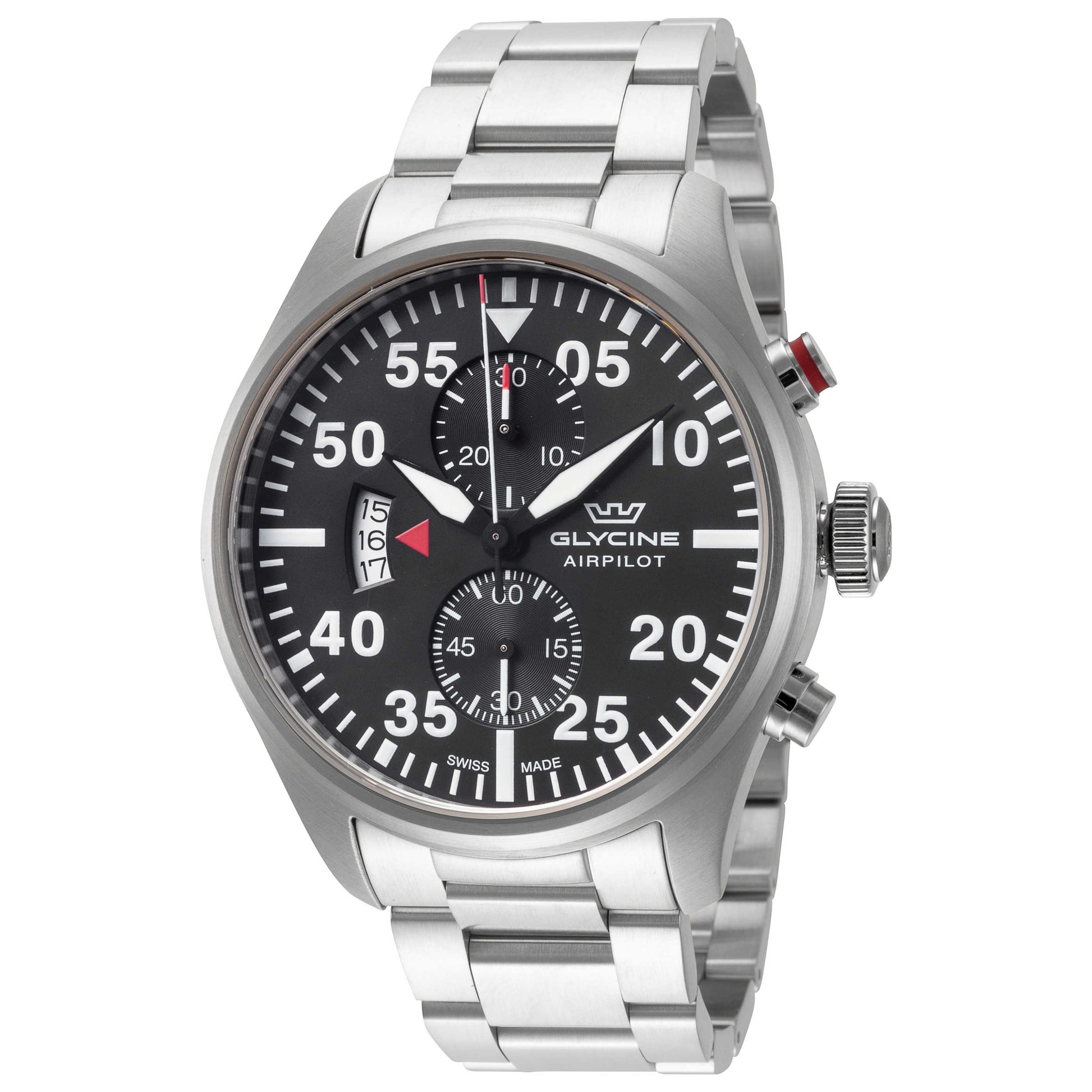 Front view of Glycine Airpilot Chrono 44 Men's Quartz Watch GL0355