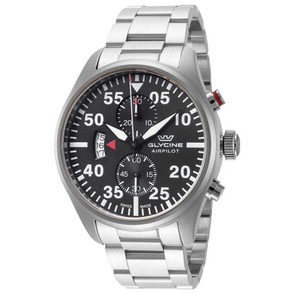 Front view of Glycine Airpilot Chrono 44 Men's Quartz Watch GL0355