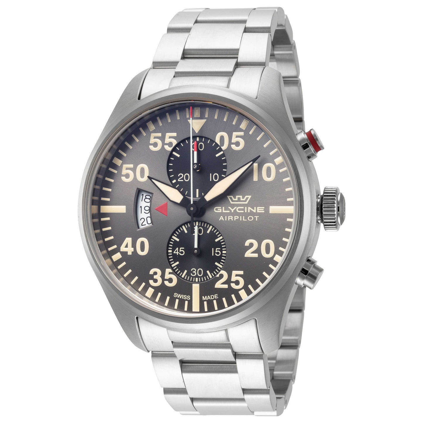 Front view of Glycine Airpilot Chrono 44 Men's Quartz Watch GL0356