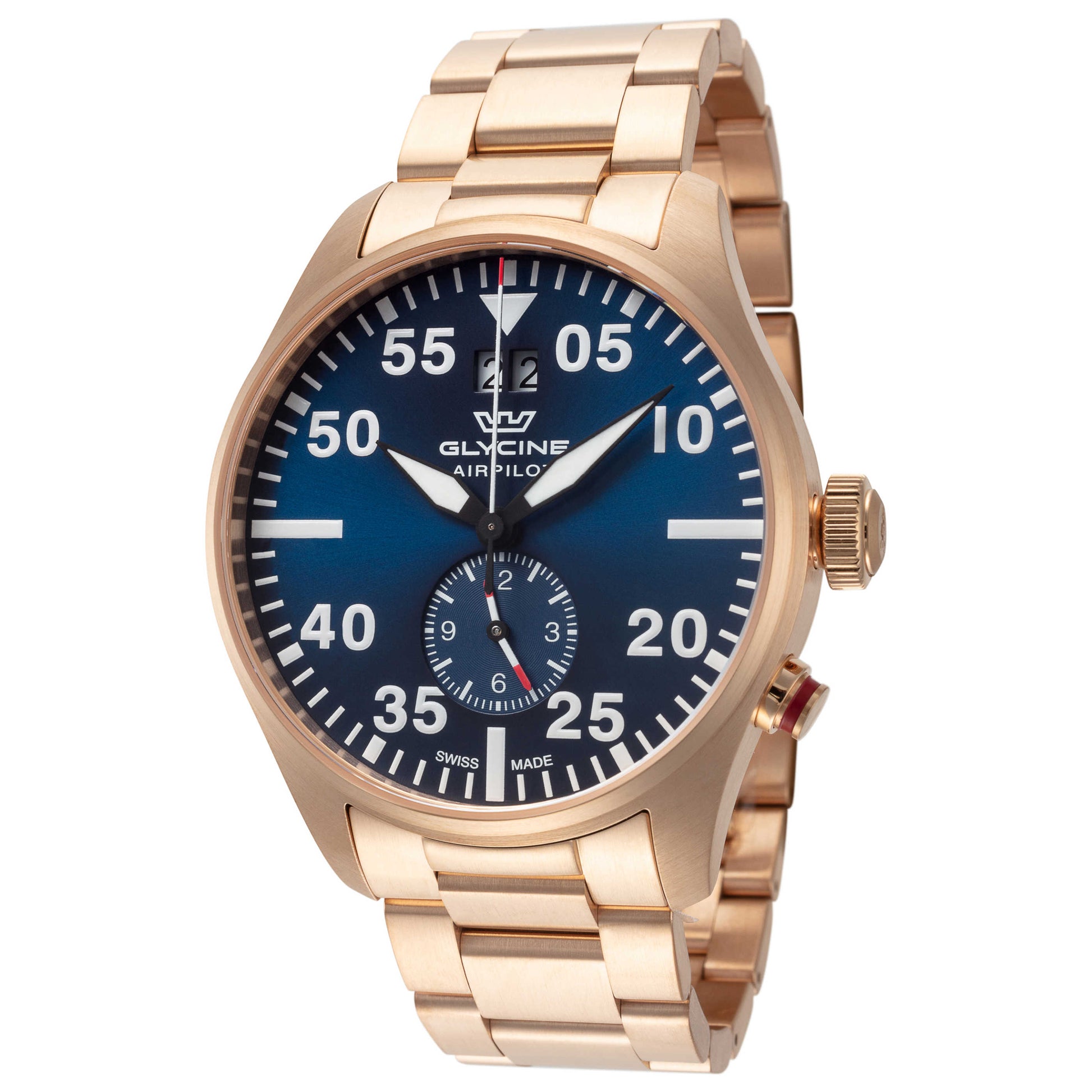 Front view of Glycine Airpilot Dual Time 44 Men's Quartz Watch GL0368